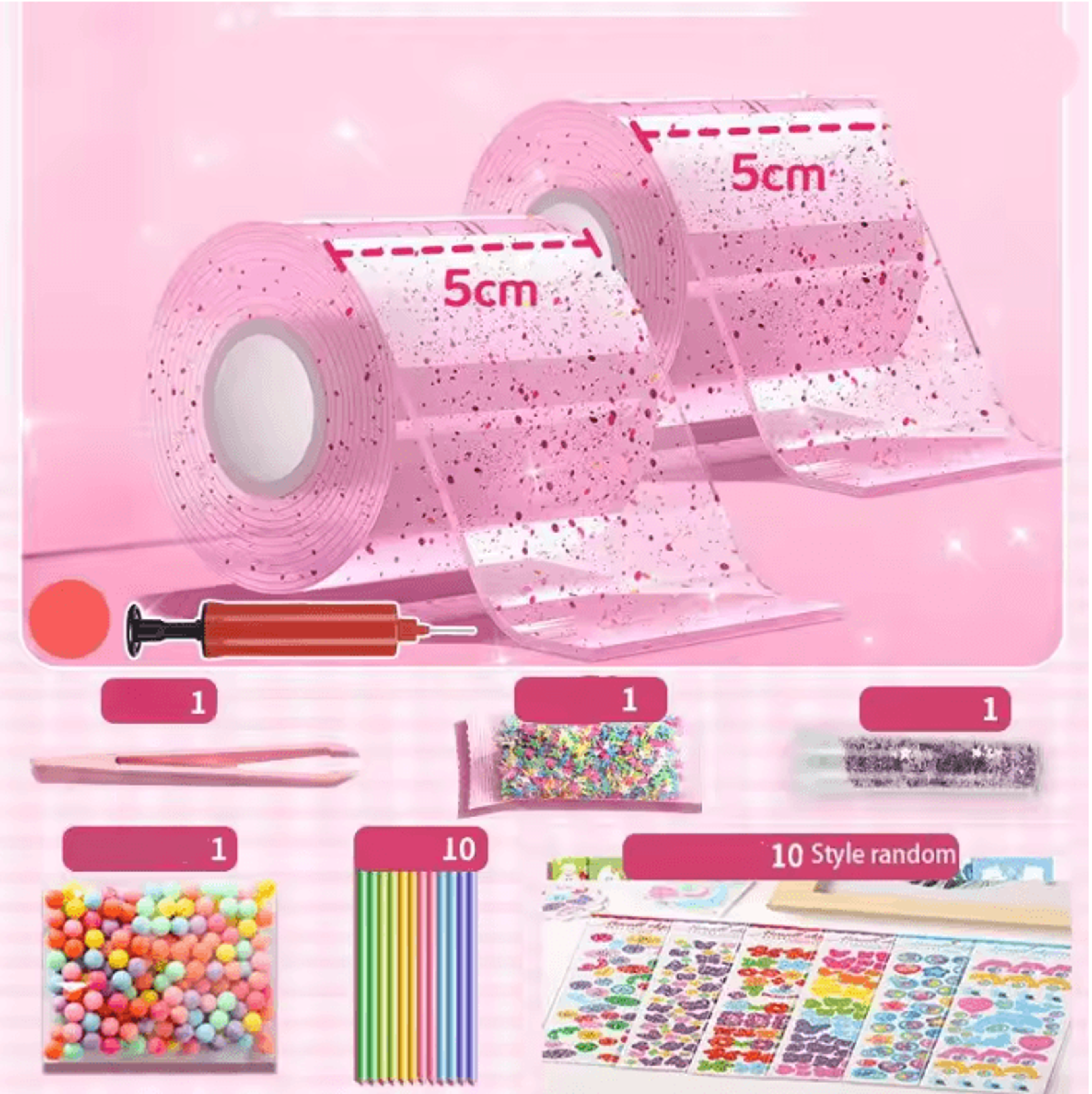 Nano Bubble Tape Stress Relief Toy Reusable Double Sided Nano Glue Set 14