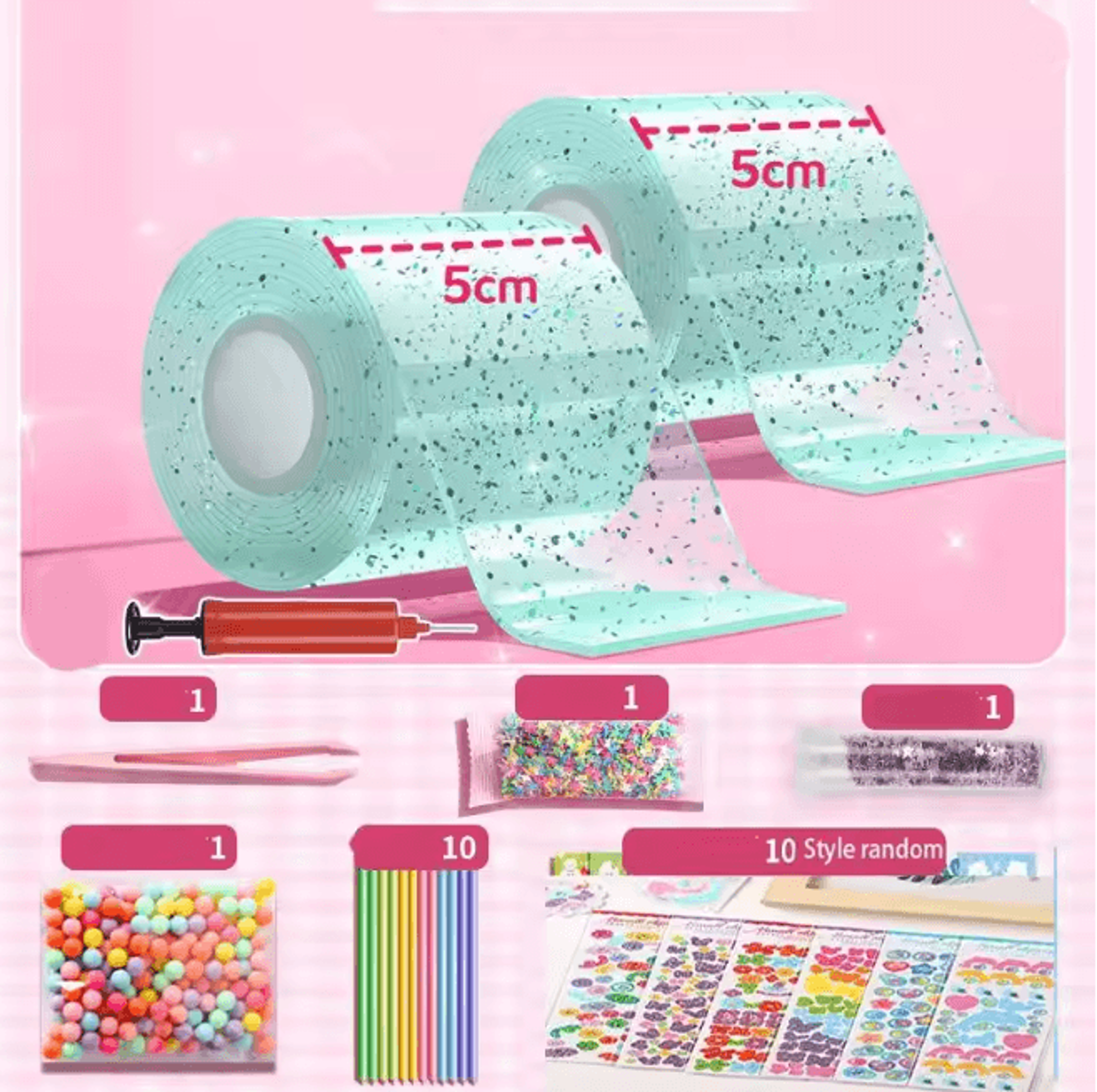Nano Bubble Tape Stress Relief Toy Reusable Double Sided Nano Glue Set 17