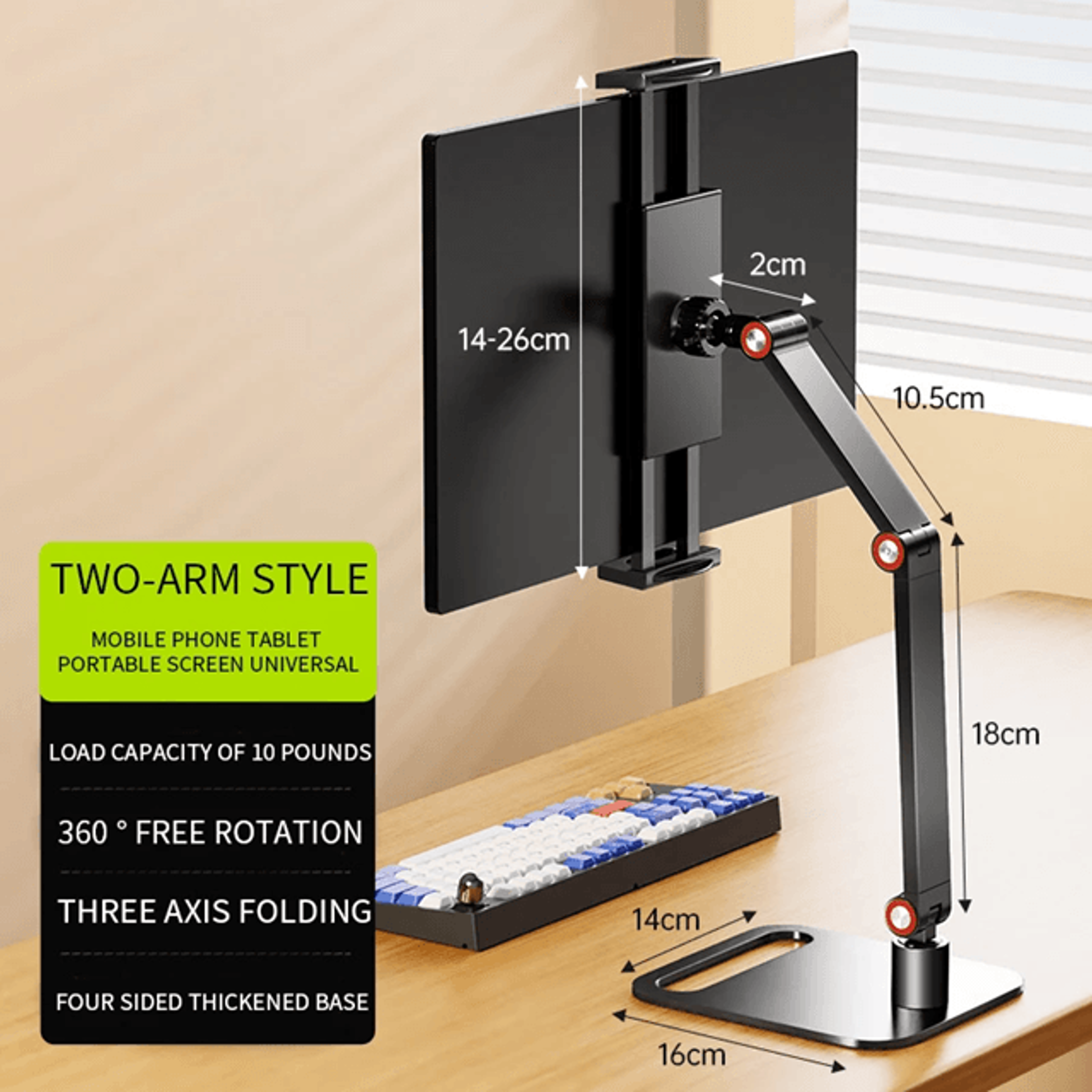 Adjustable Portable Monitor Stand With 360 Swivel VESA Mount And Desktop Clamp 0