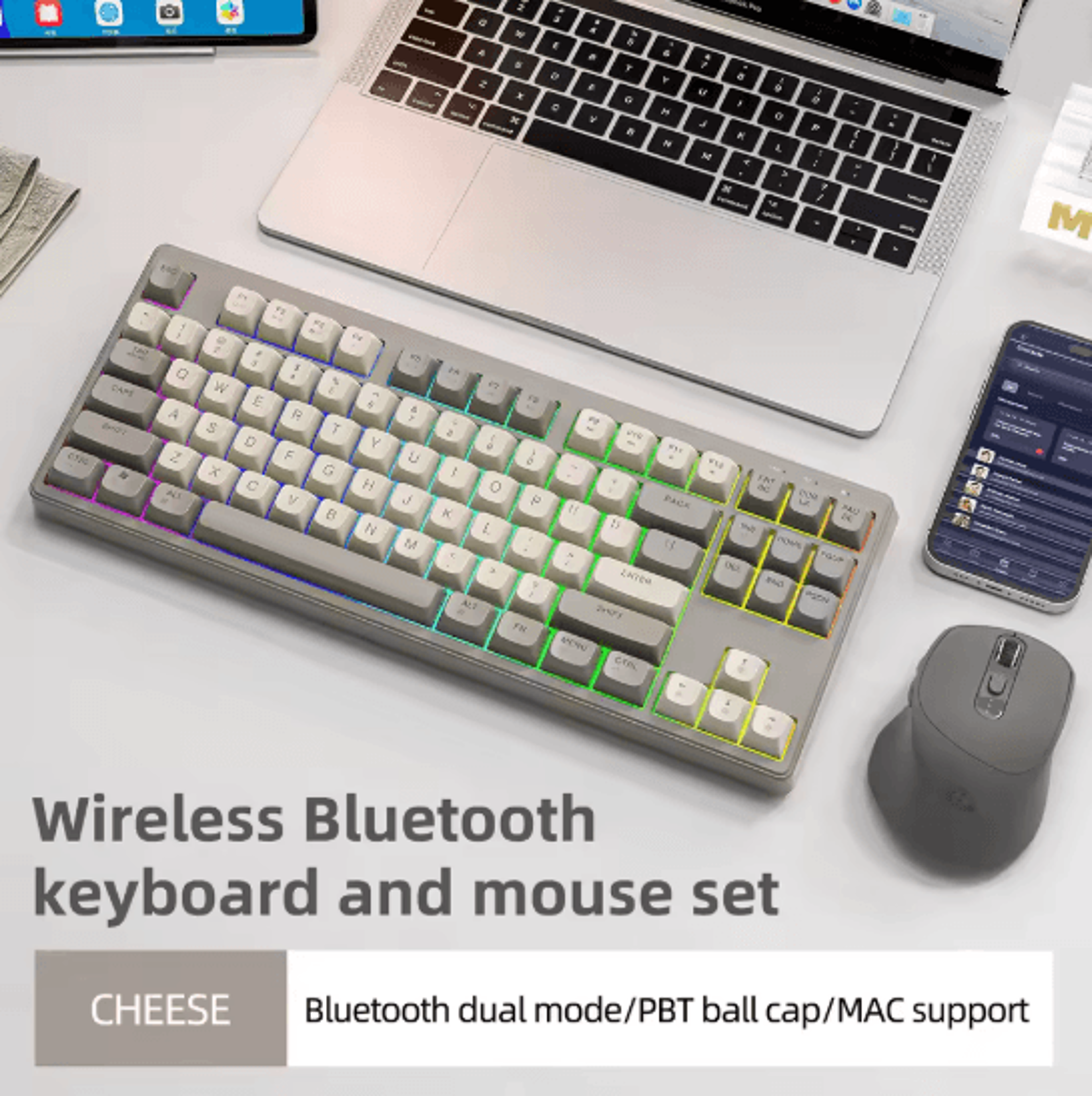 M87 Wireless Gaming Keyboard 87 Keys Bluetooth RGB Mechanical Style 6
