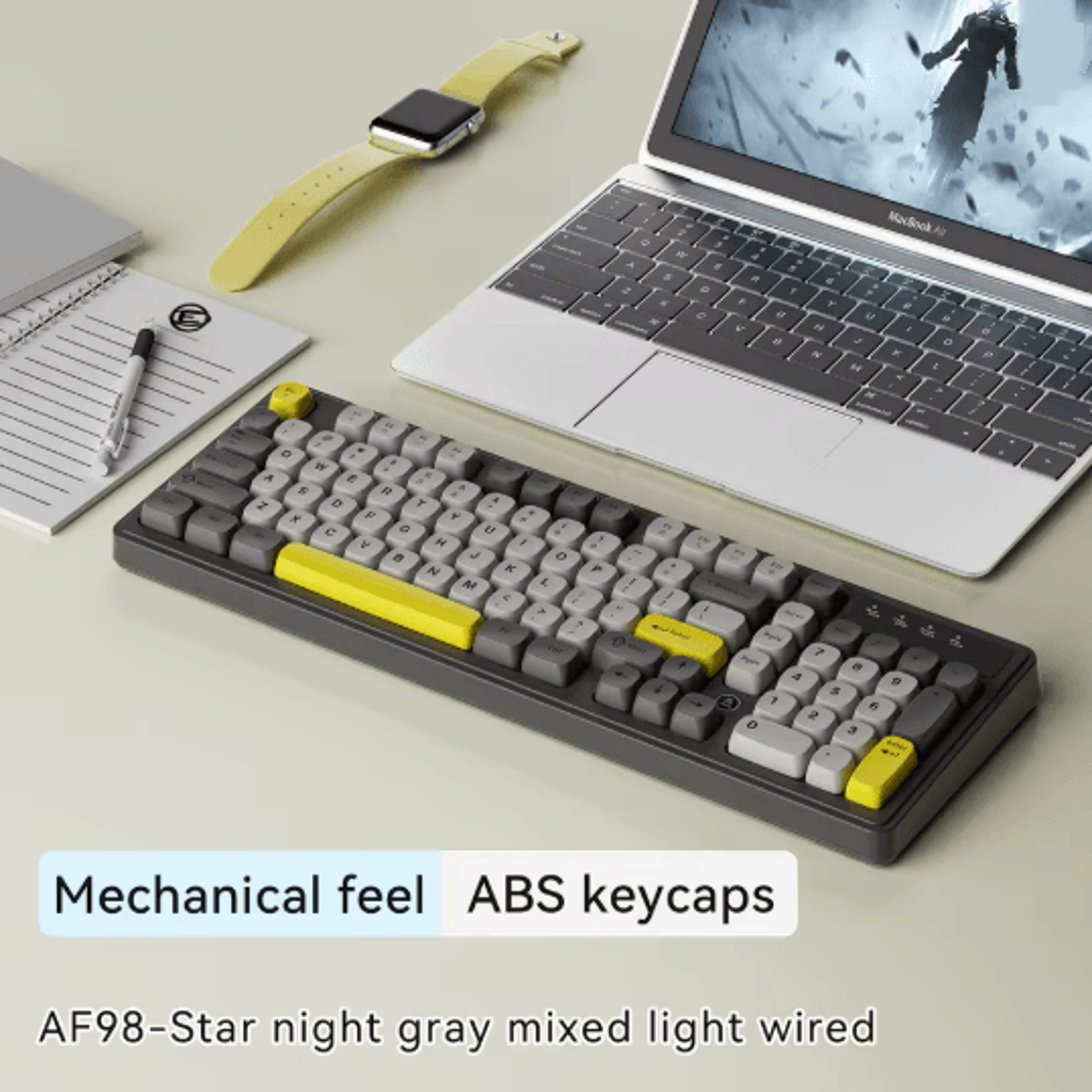 AJAZZ AF98 Wireless RGB Mechanical Feel Keyboard With Three Mode Connectivity 8