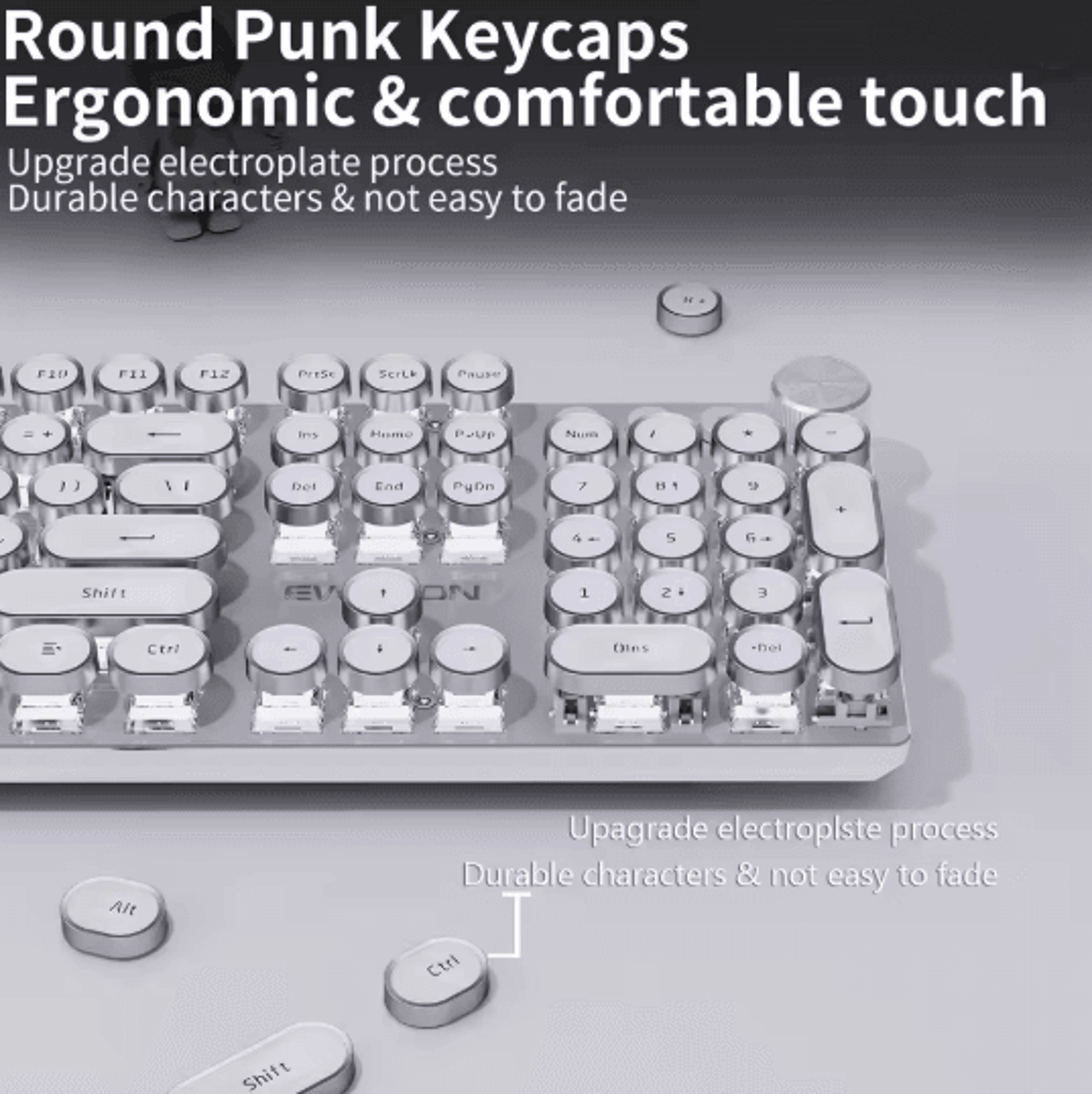EWEADN V20 Typewriter Mechanical Gaming Keyboard With LED Backlit 104 Keys 3