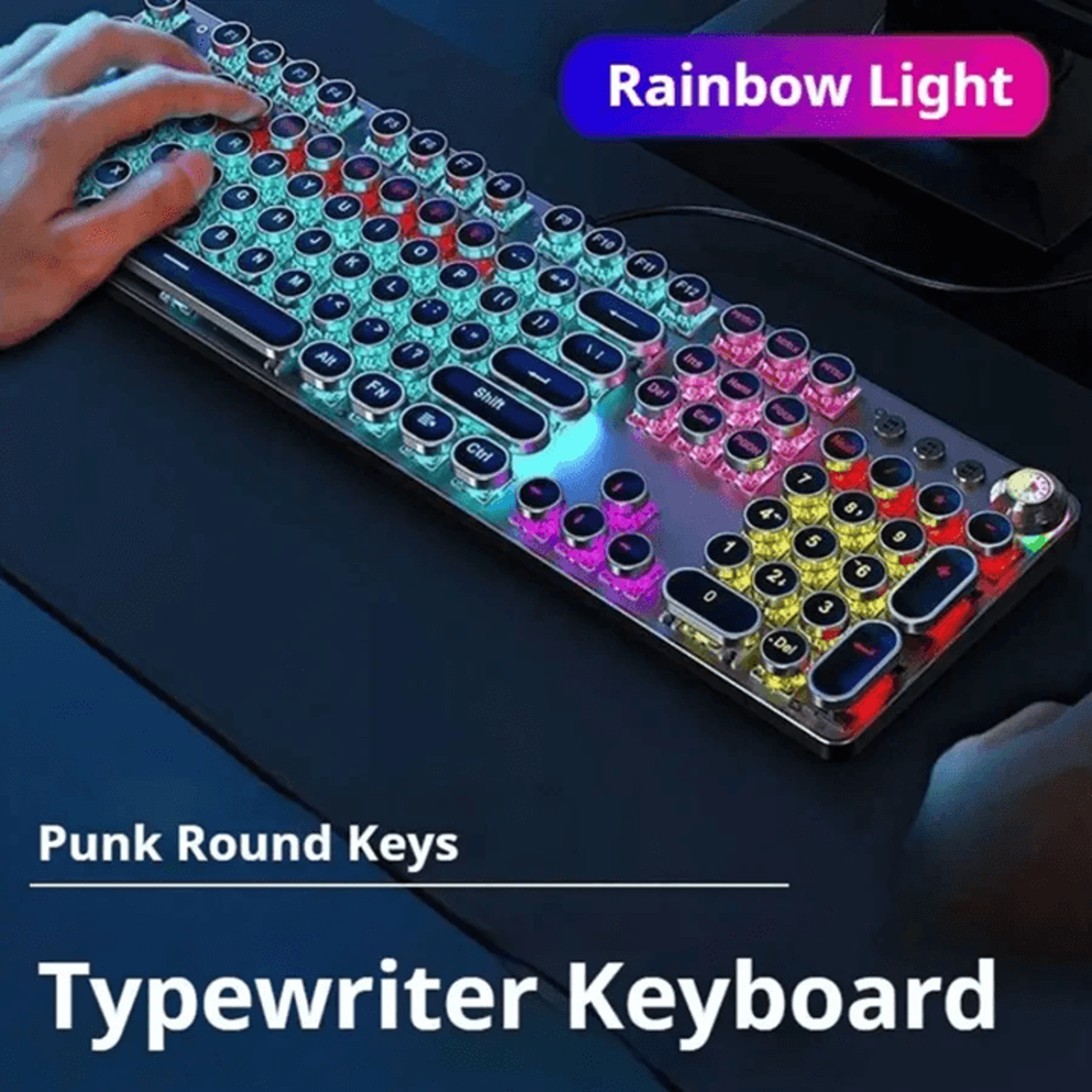 EWEADN Retro Typewriter Mechanical Gaming Keyboard All Metal 104 Key USB Wired 1