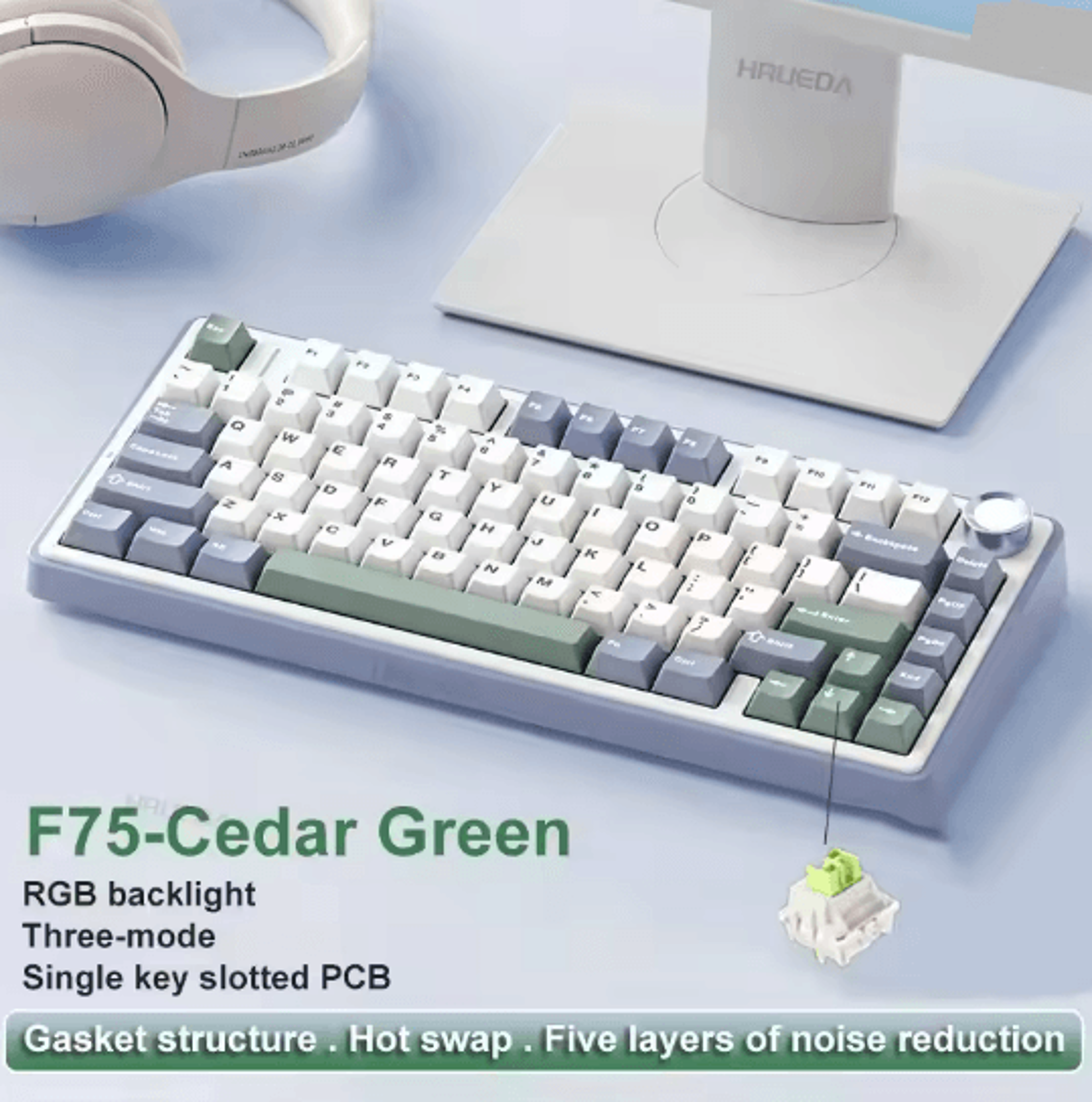 AULA F75 Wireless RGB Mechanical Keyboard 75 Percent Gasket Gaming Layout 9