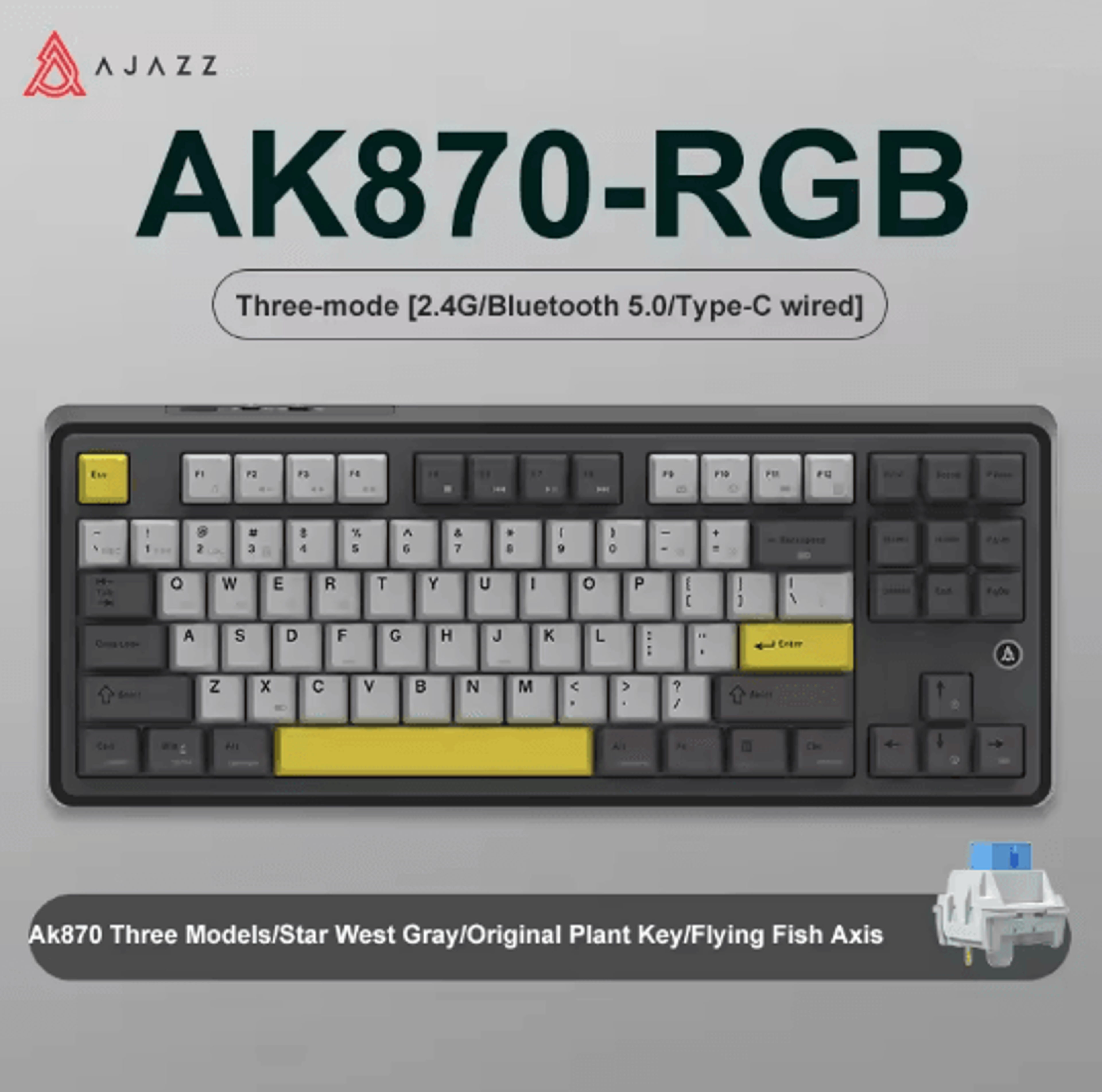 Ajazz AK870 Wireless RGB Mechanical Keyboard 84 Key Hot Swap With TFT Display 3