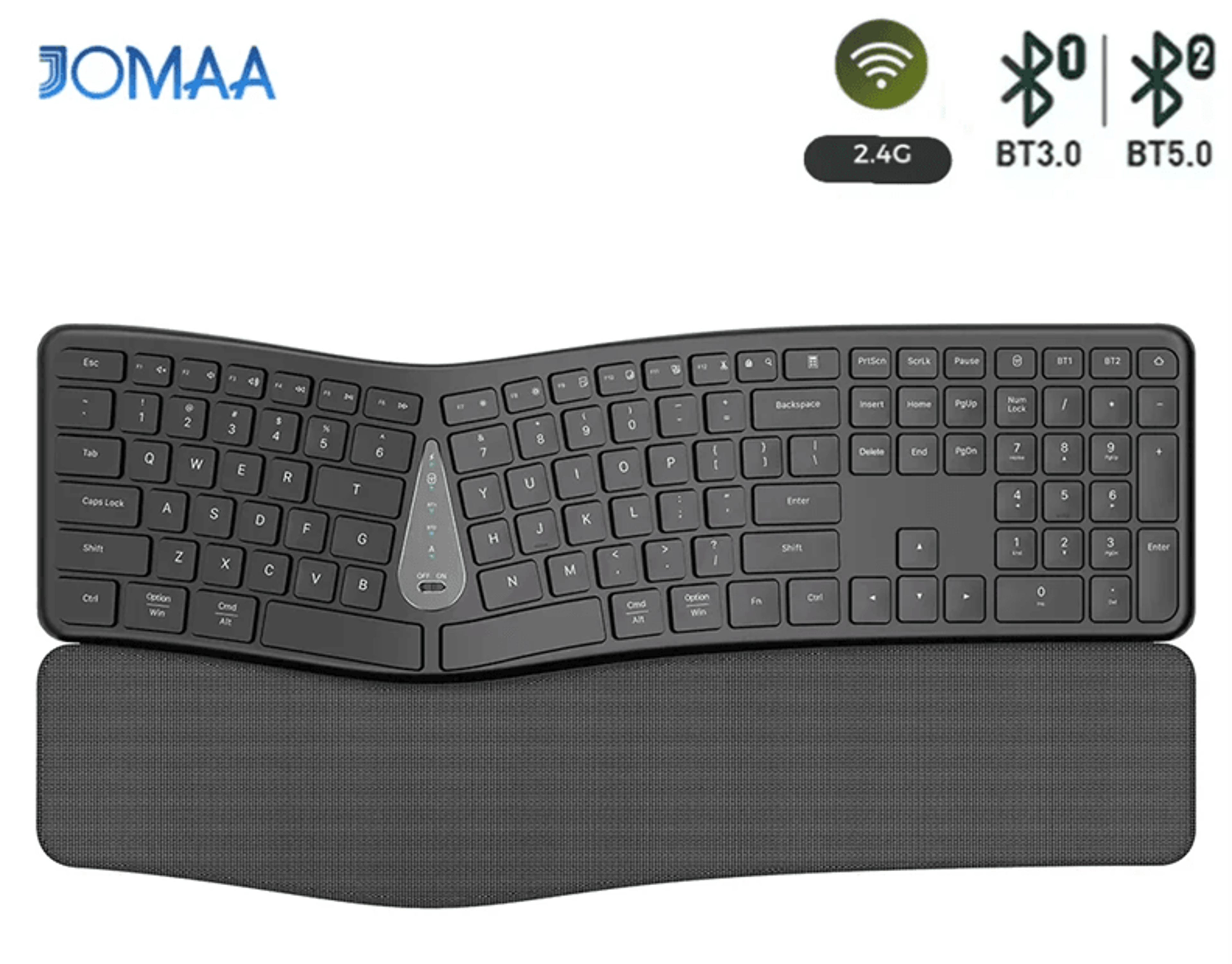 JOMAA Wireless Ergonomic Keyboard With Palm Rest Full Size Split Design 0