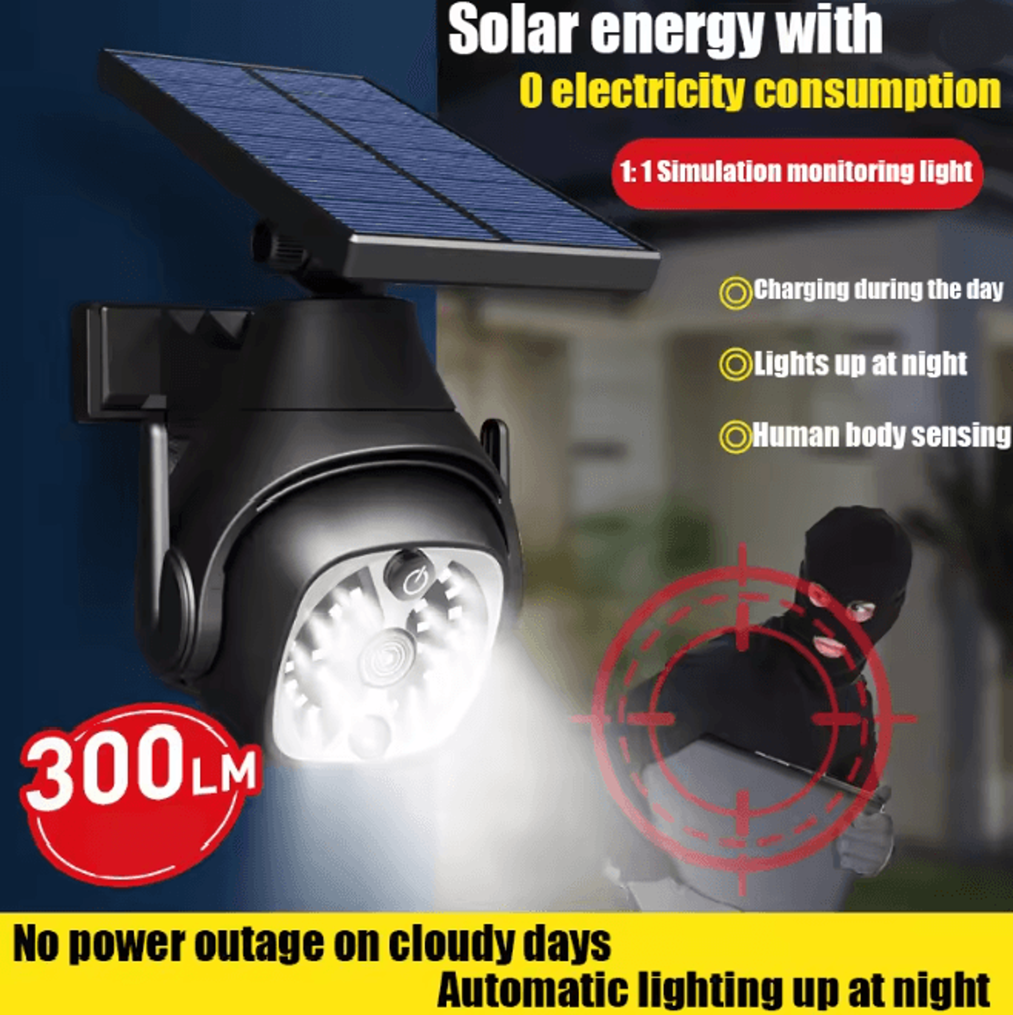 SecureBeam Solar Motion Sensor Wall Light with Camera Design – view 1