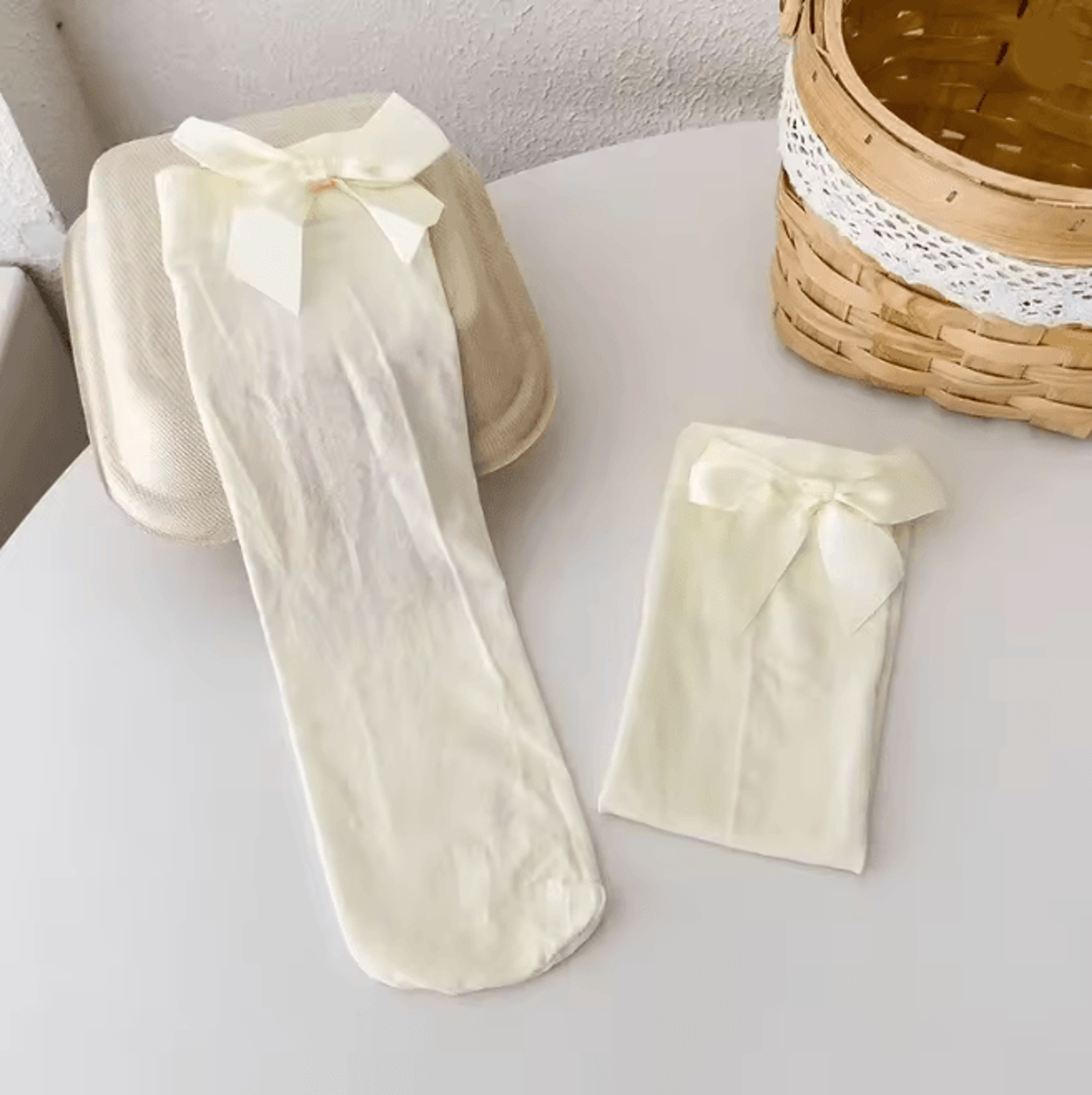 Velvet Princess Bow Knee High Socks For Girls Soft Lolita Style 6