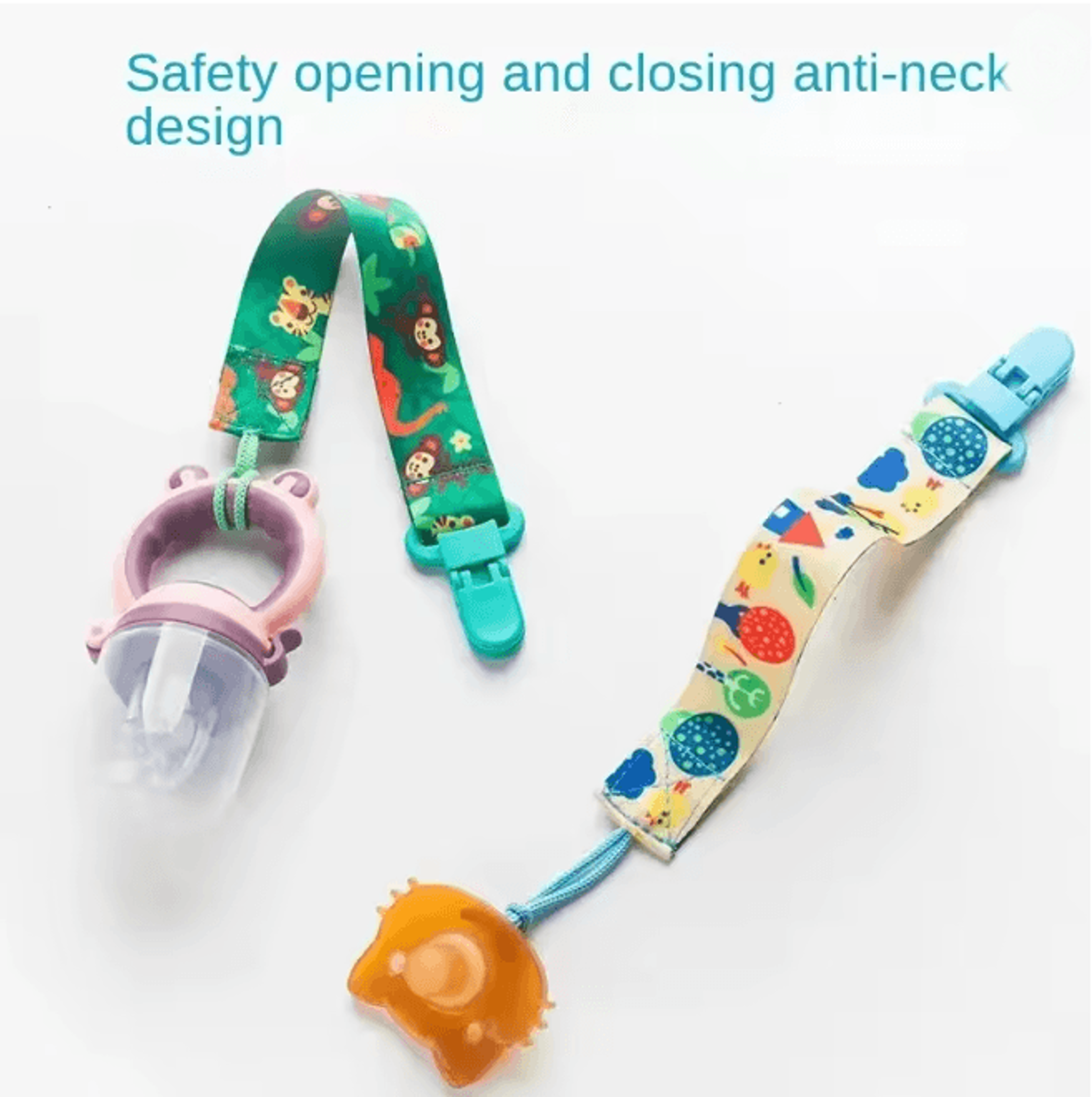 ColorSafe Baby Pacifier Clips 4 Piece Cotton Canvas Set 2