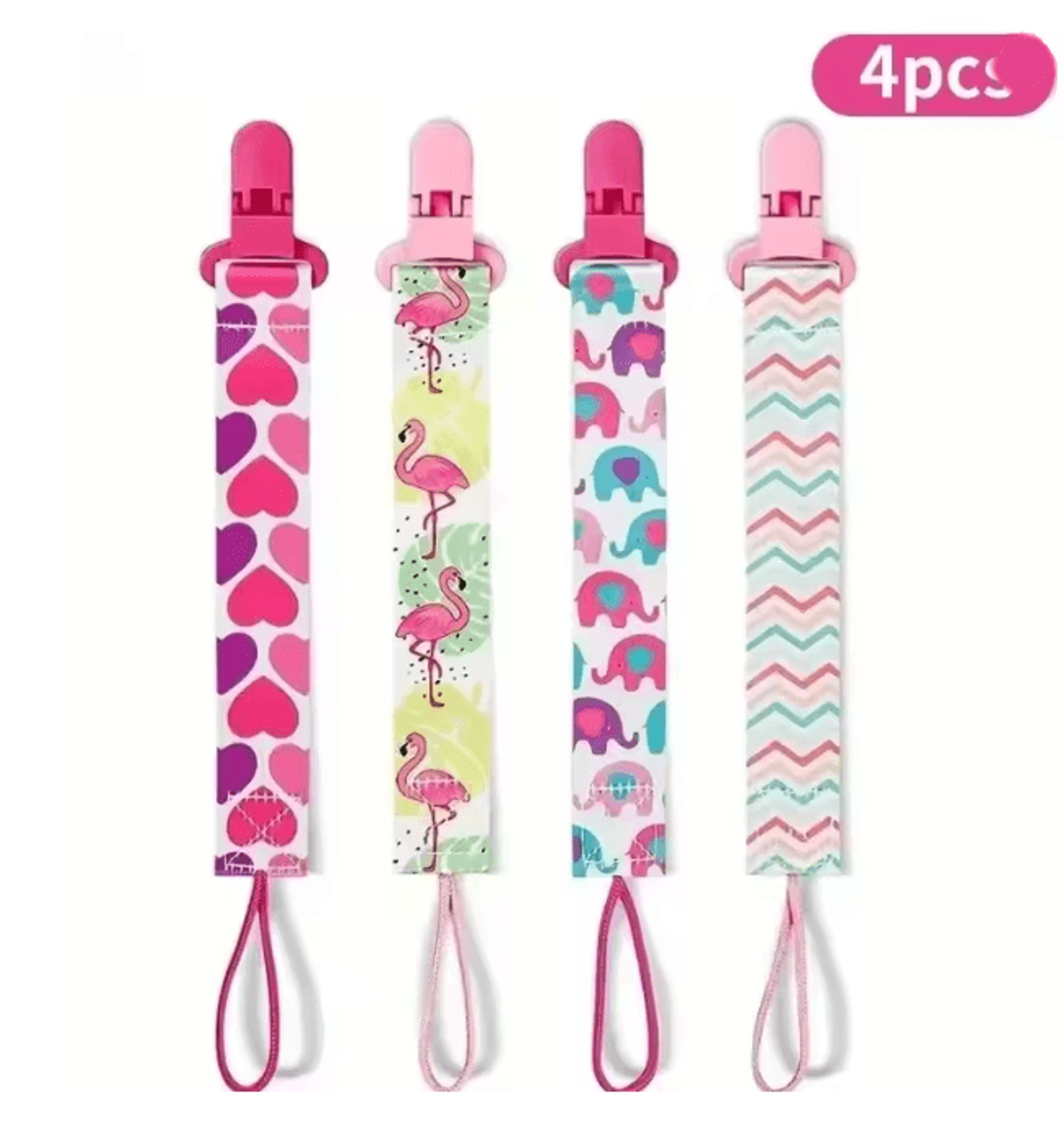 ColorSafe Baby Pacifier Clips 4 Piece Cotton Canvas Set 4
