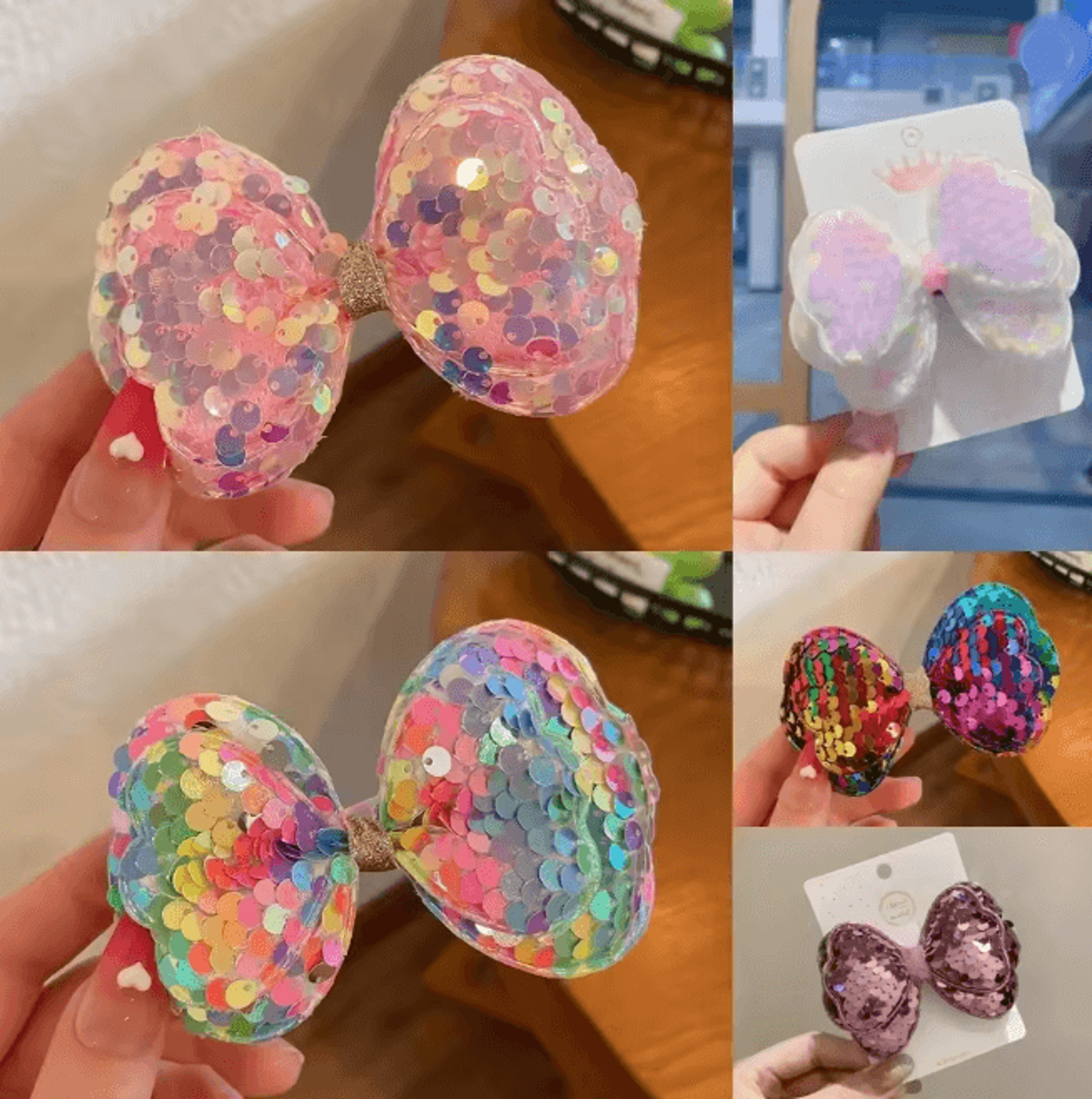 SparkleFairy Big Bow Hair Clips For Girls 5 Piece Glitter Set 4