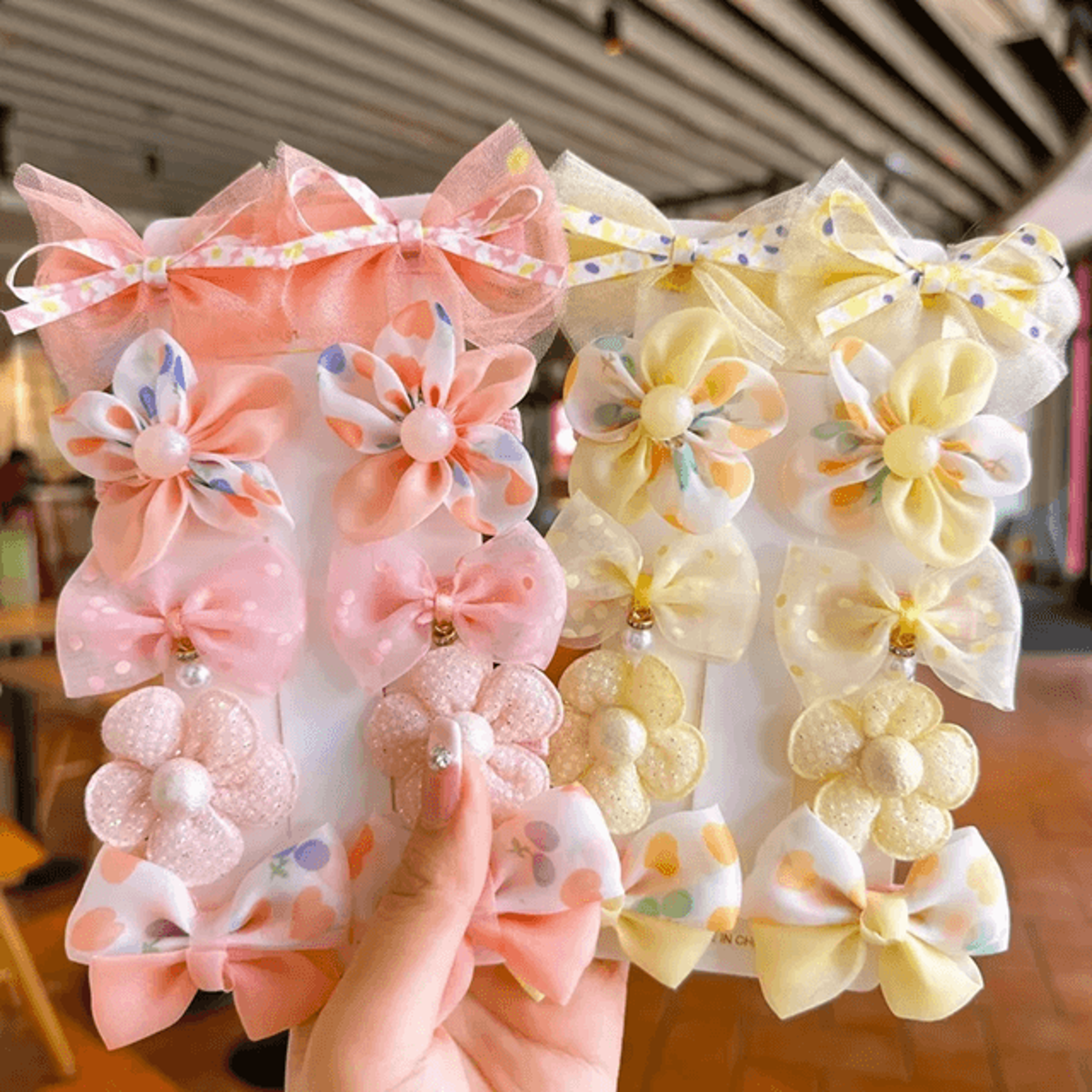 SweetCharm 10 Piece Bow Hair Clips And Hair Bands Set For Girls 1