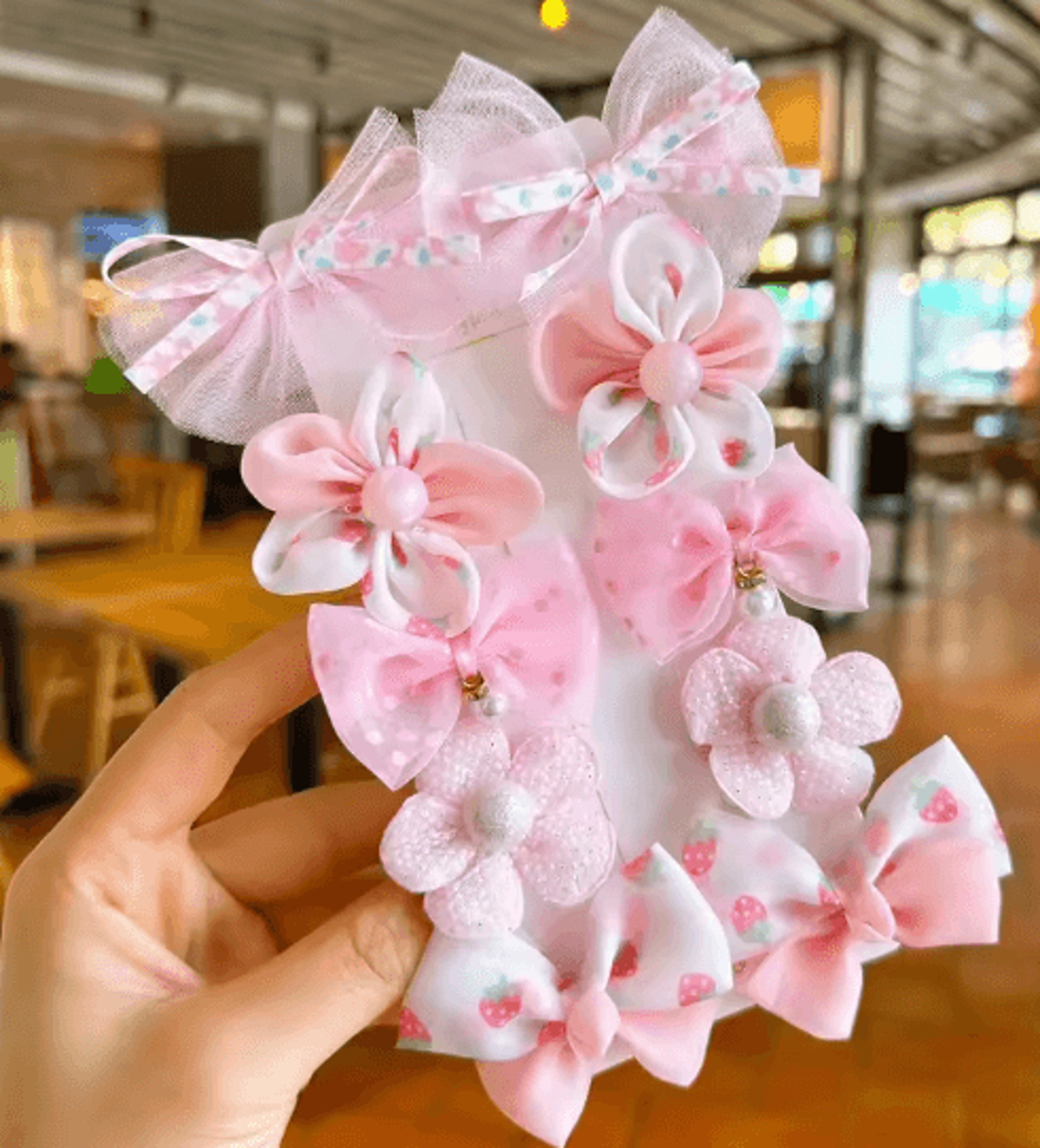 SweetCharm 10 Piece Bow Hair Clips And Hair Bands Set For Girls 3