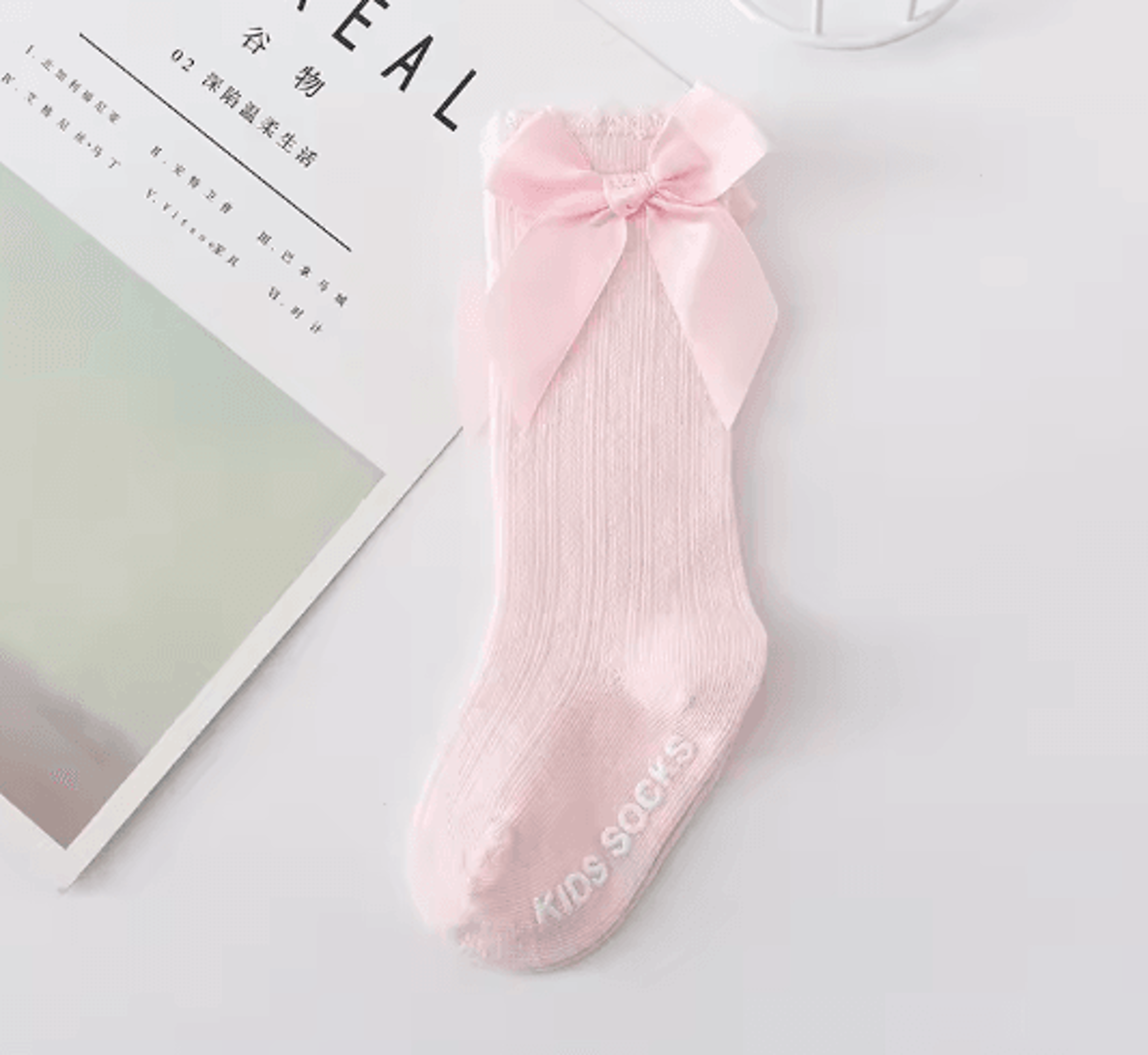 SweetBloom Baby Girl Princess Socks Cute Bow Mid Length Cotton Socks 2