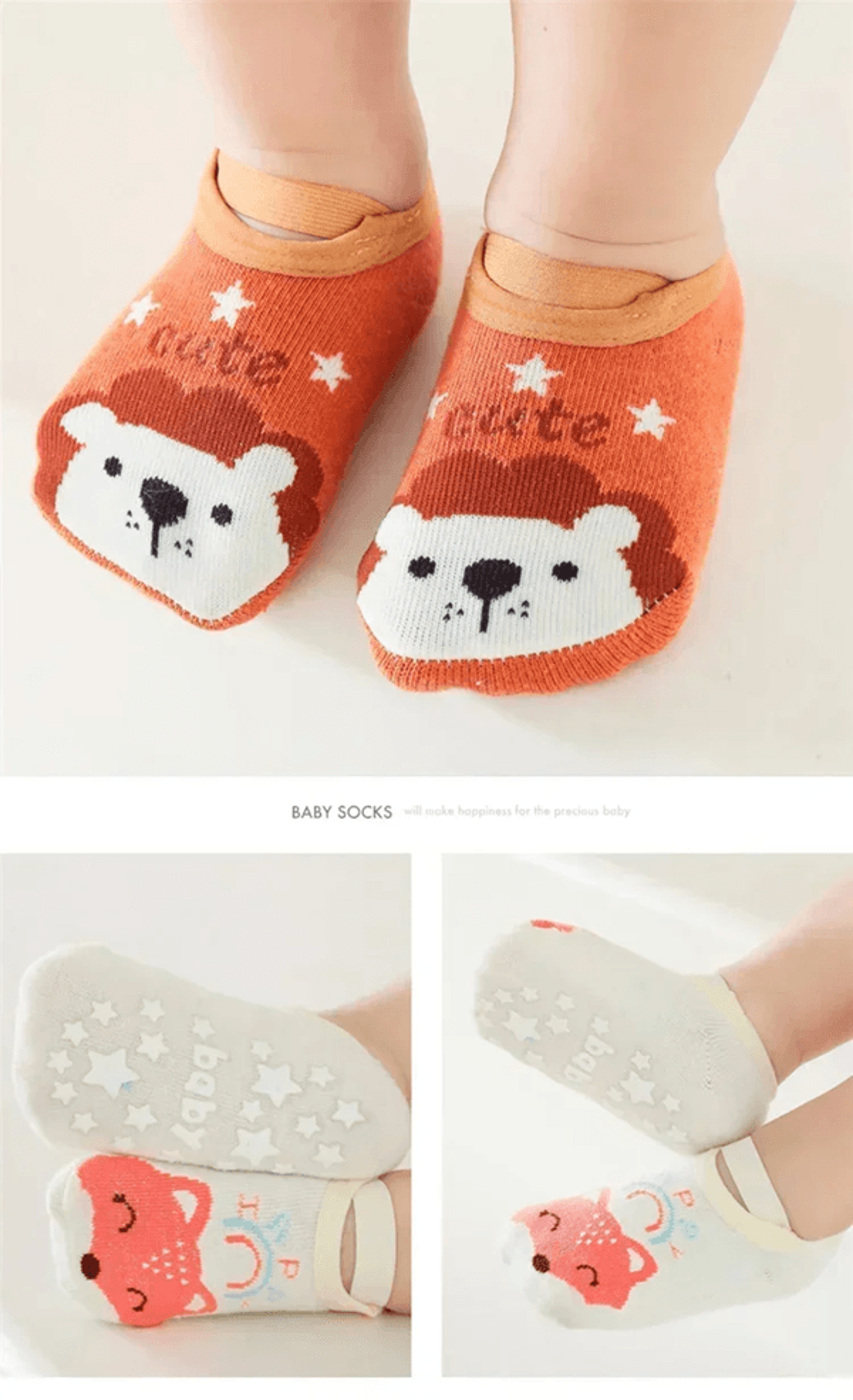 CozyGrip Newborn Non Slip Cotton Baby Socks Cartoon Toddler Floor Socks 1