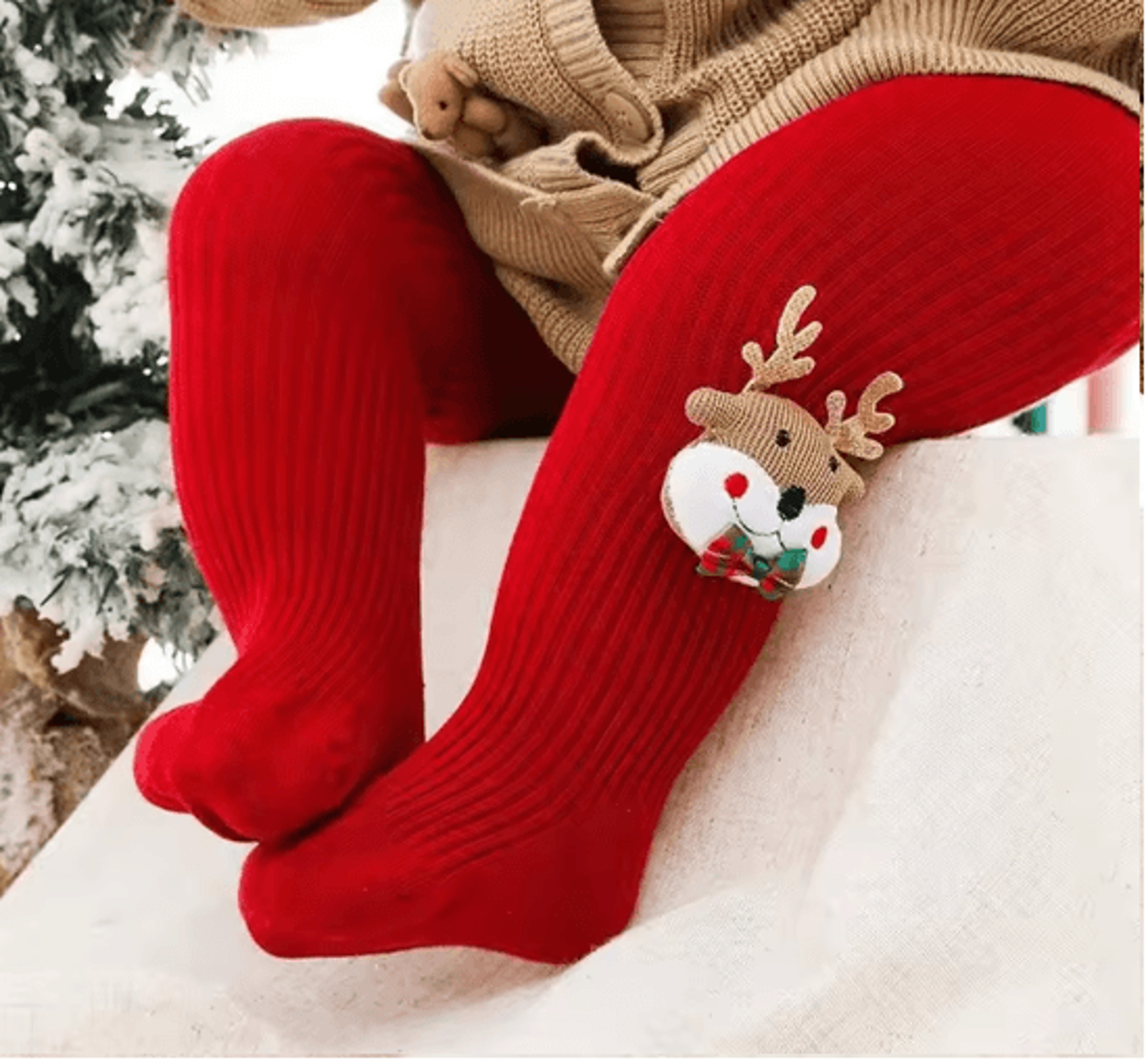 CozyFest Baby Christmas Tights  Soft Knitted Baby Christmas Tights For Warm Winter Comfort 3
