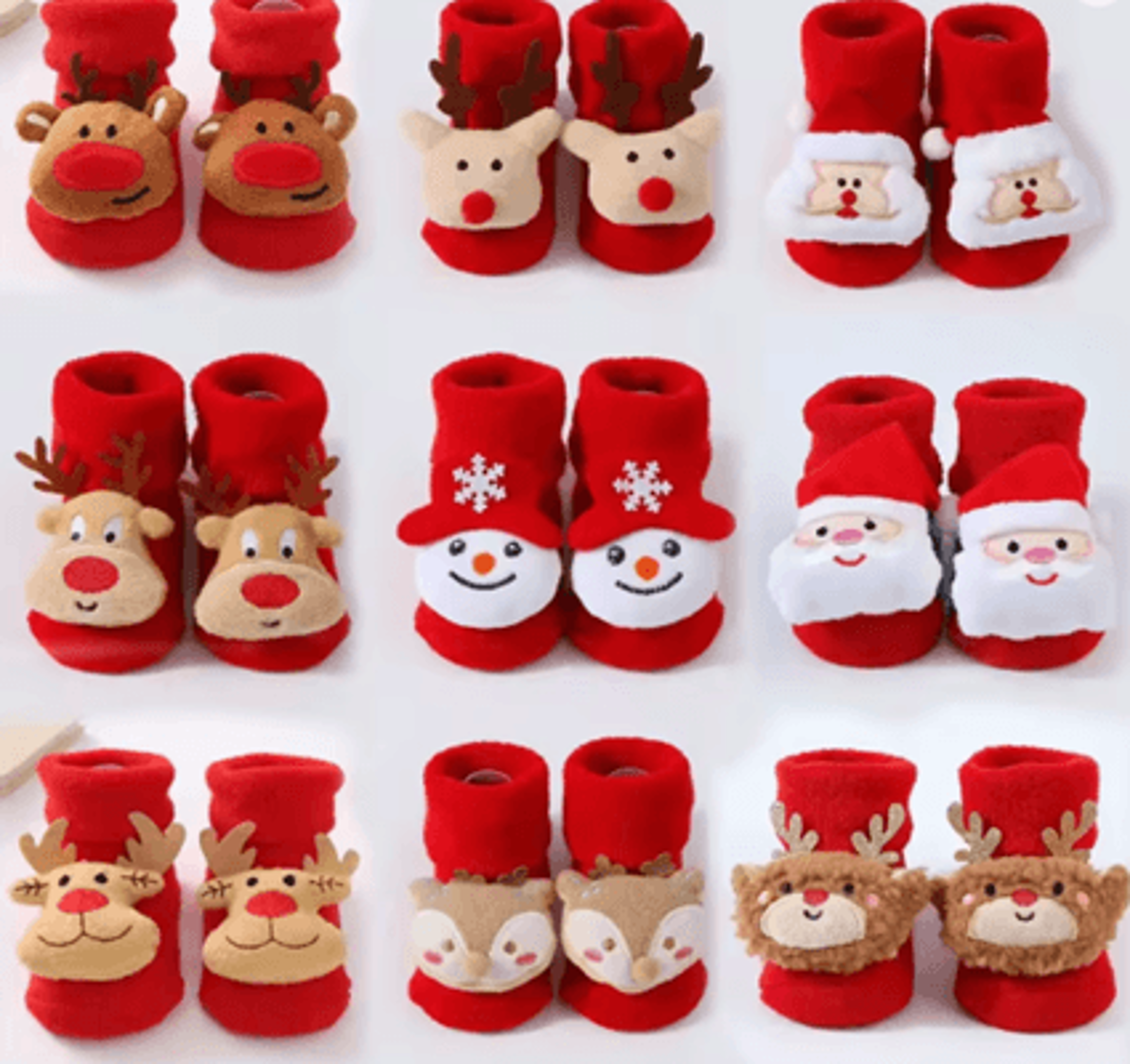 Cozy Christmas Baby Floor Socks With Santa And Snowman Knit Design 0