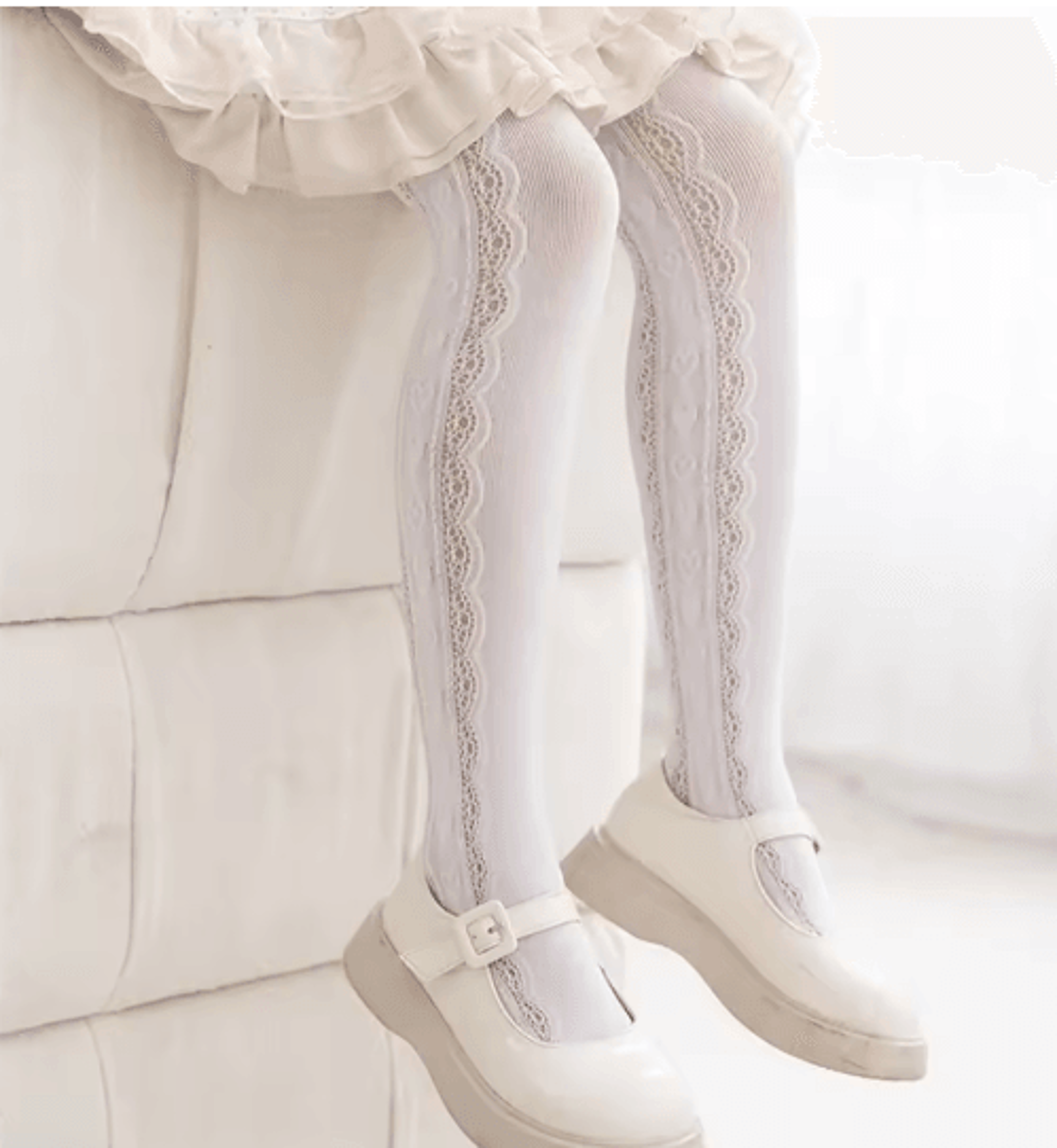 Princess Lace Mesh Pantyhose For Girls  Soft Stretch Kids Fashion Tights 3
