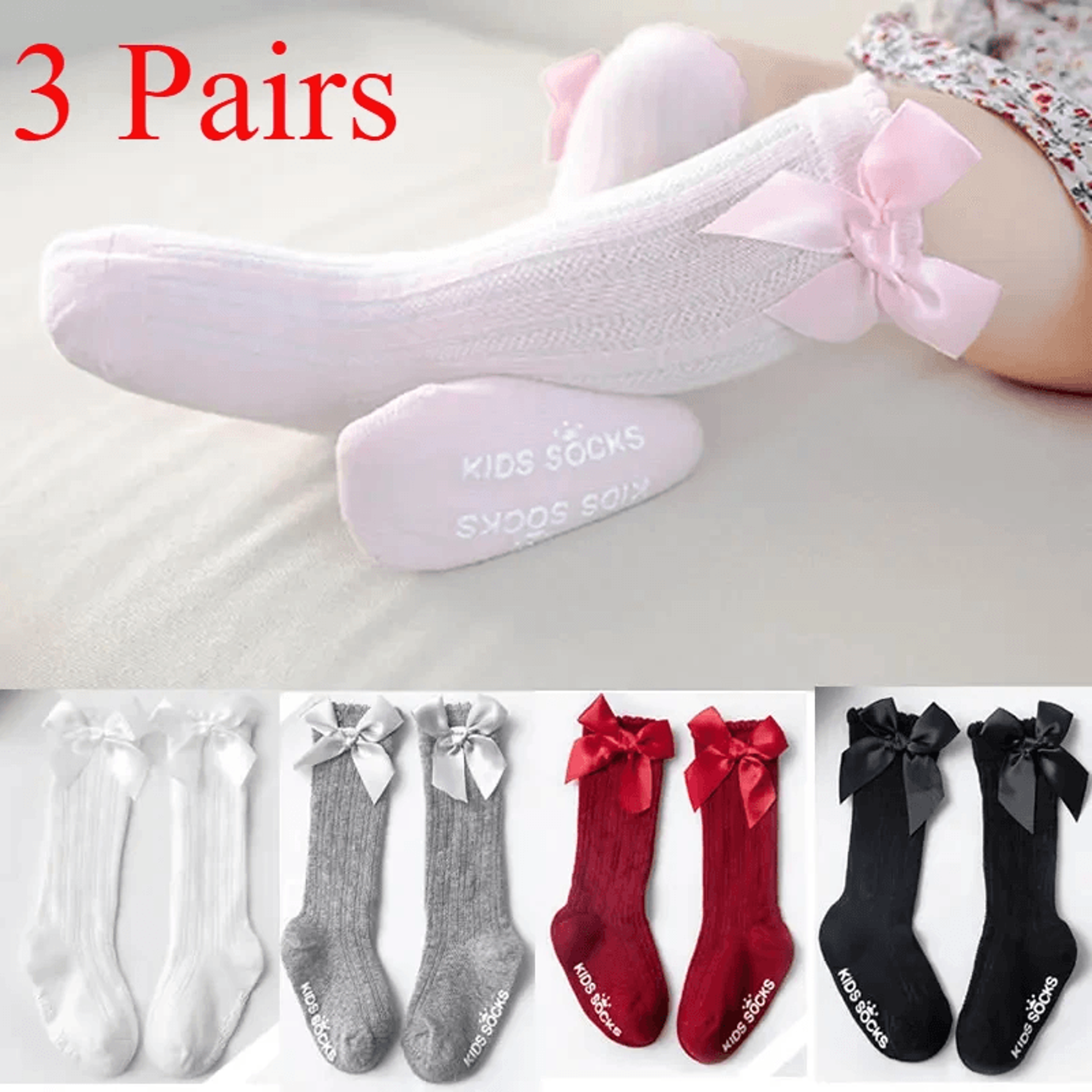 Royal Bow Knee High Fishnet Socks For Girls 1