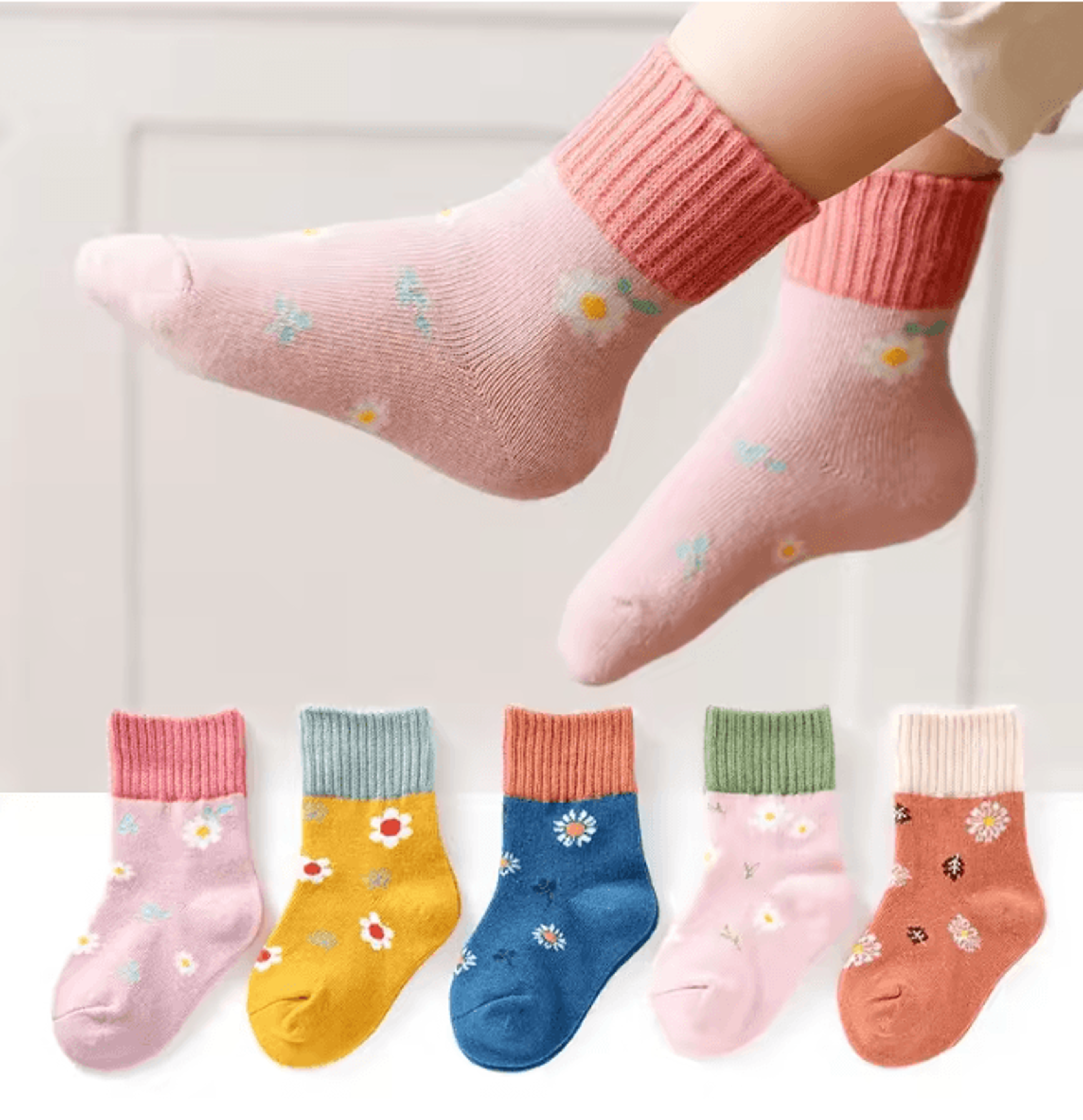 Kids Cotton Cartoon Socks 5 Pair Warm Winter Socks Set For Boys And Girls 0