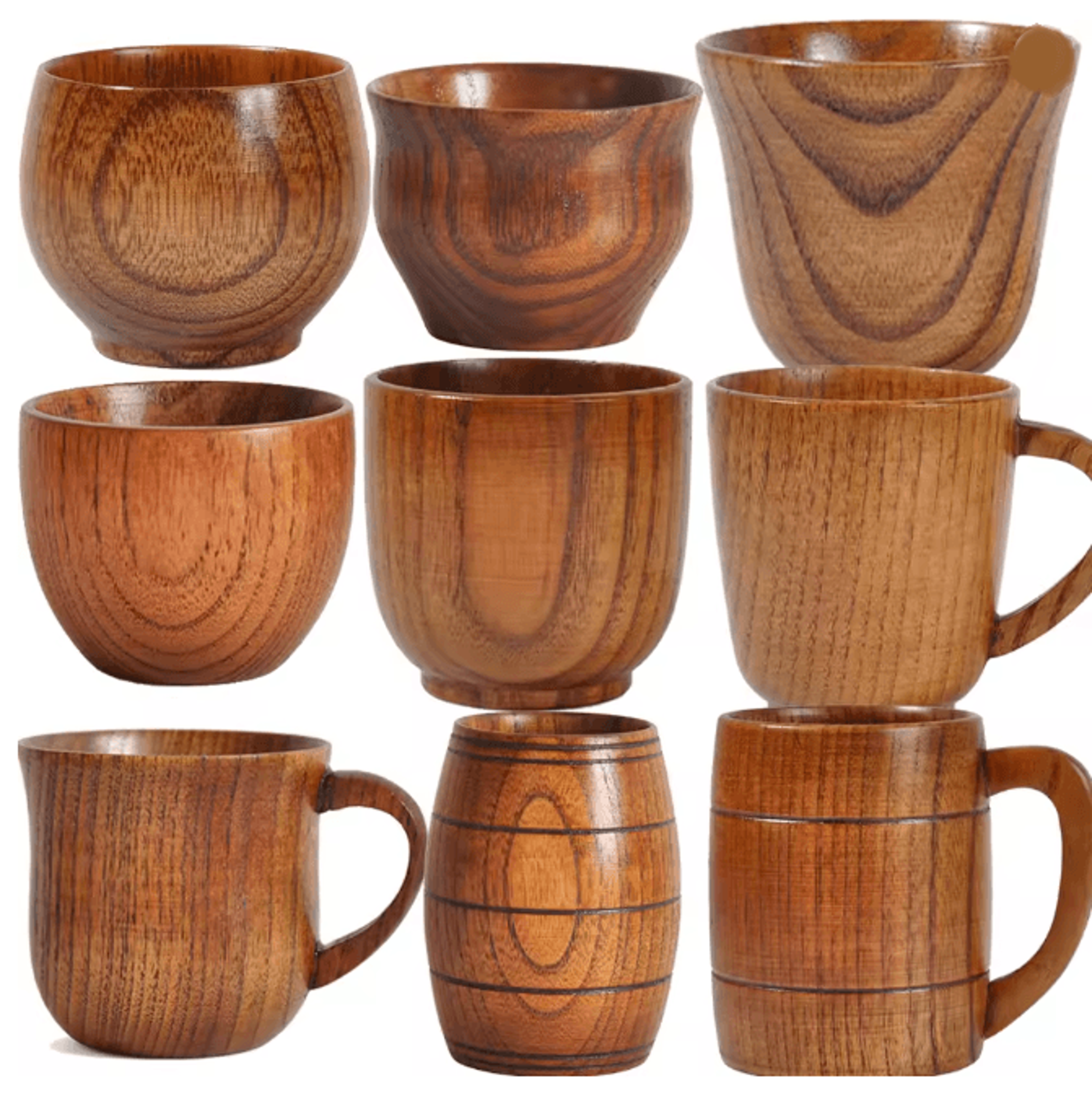 Handmade Wooden Beer Cup Natural Spruce Wood Big Belly Drink Mug 0
