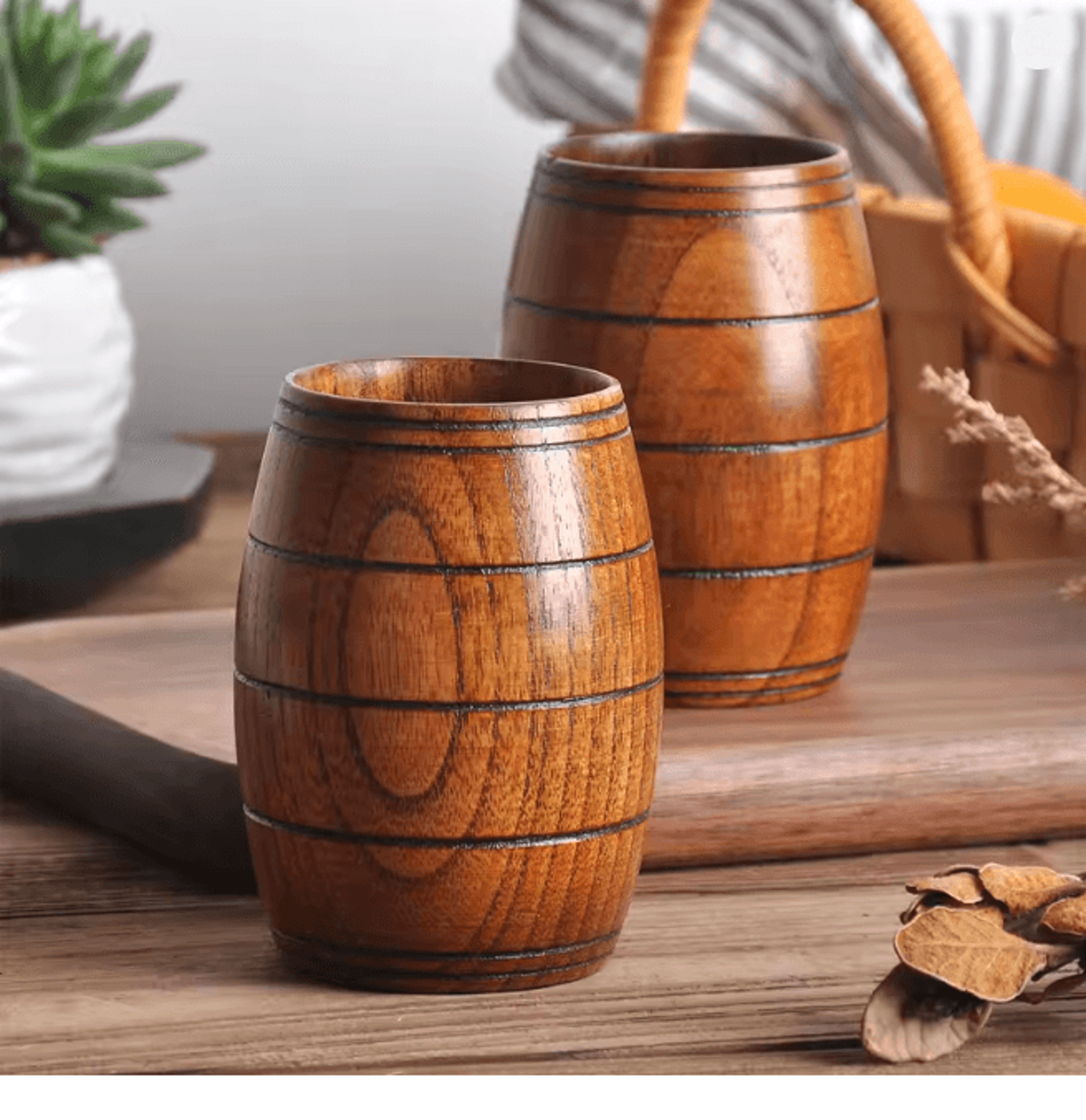 Handmade Wooden Beer Cup Natural Spruce Wood Big Belly Drink Mug 1