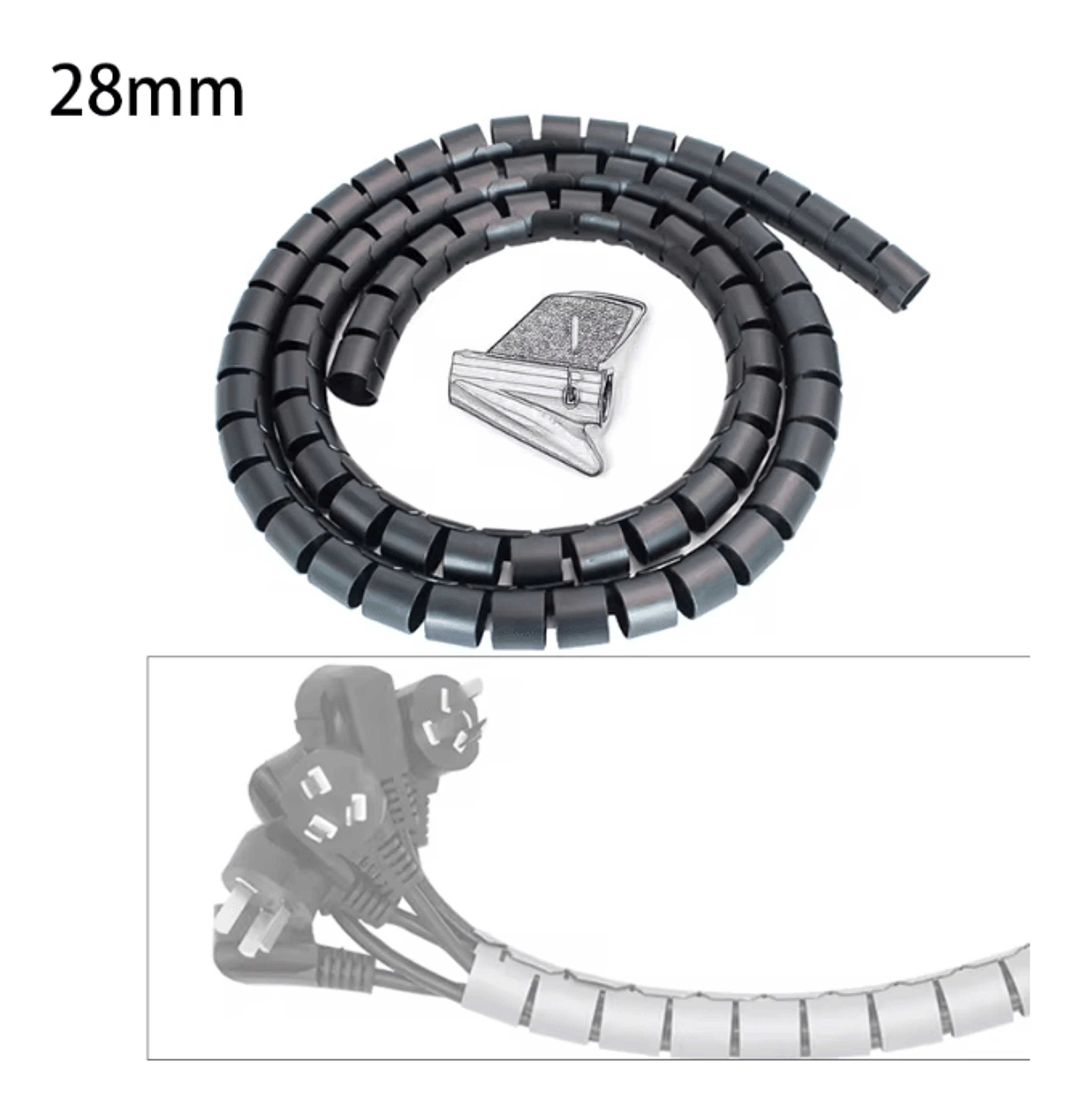 Spiral Cable Protector Wrap 2m Wire Cover And Desk Cord Organizer 4