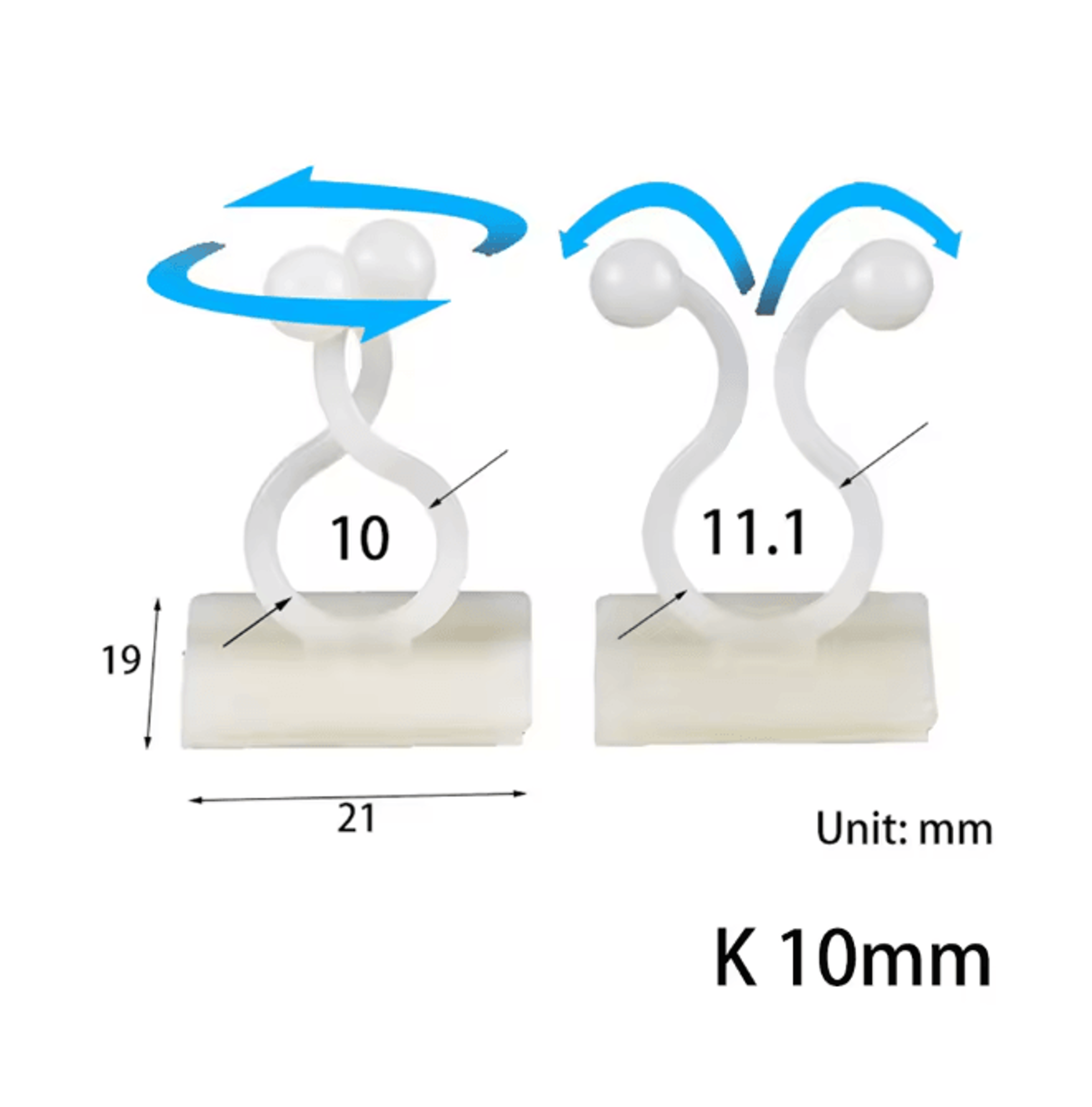 10 Pack USB Cable Organizer Clips Desktop Charger Cord Holders 15