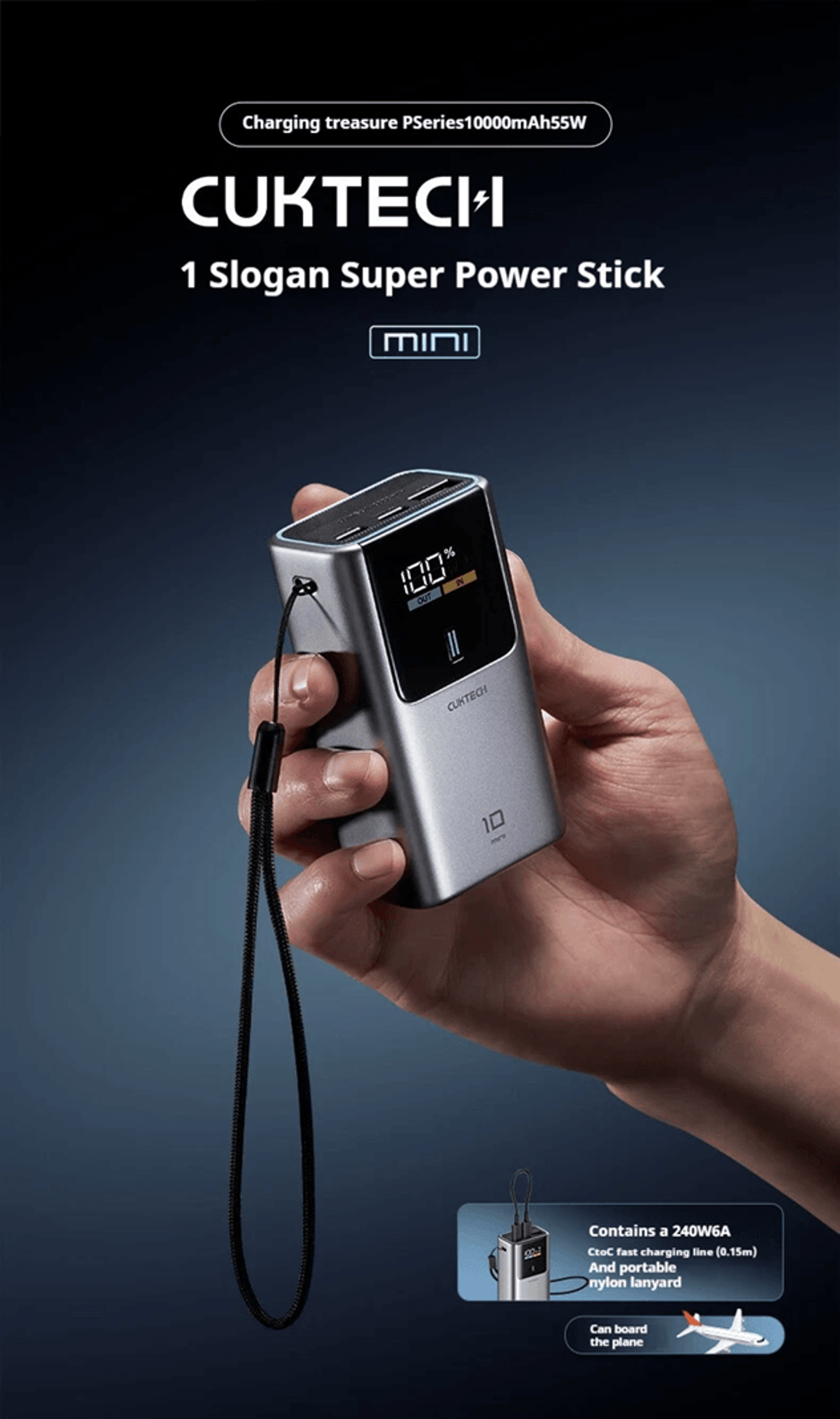 CUKTECH 10000mAh Mini Power Bank 55W Fast Charging With Digital Display 0