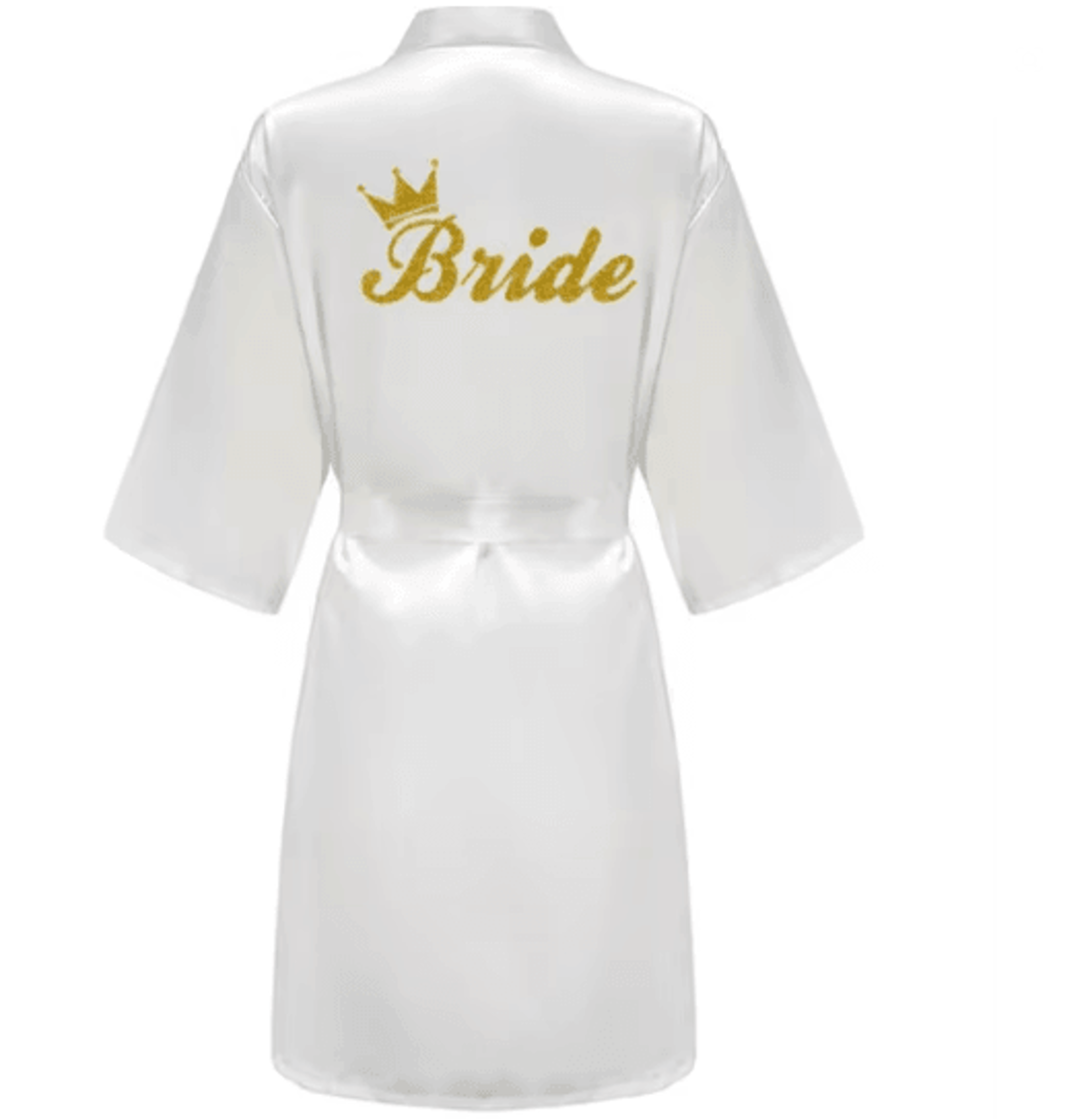 Personalized Satin Bridal Party Robe With Gold Lettering 5