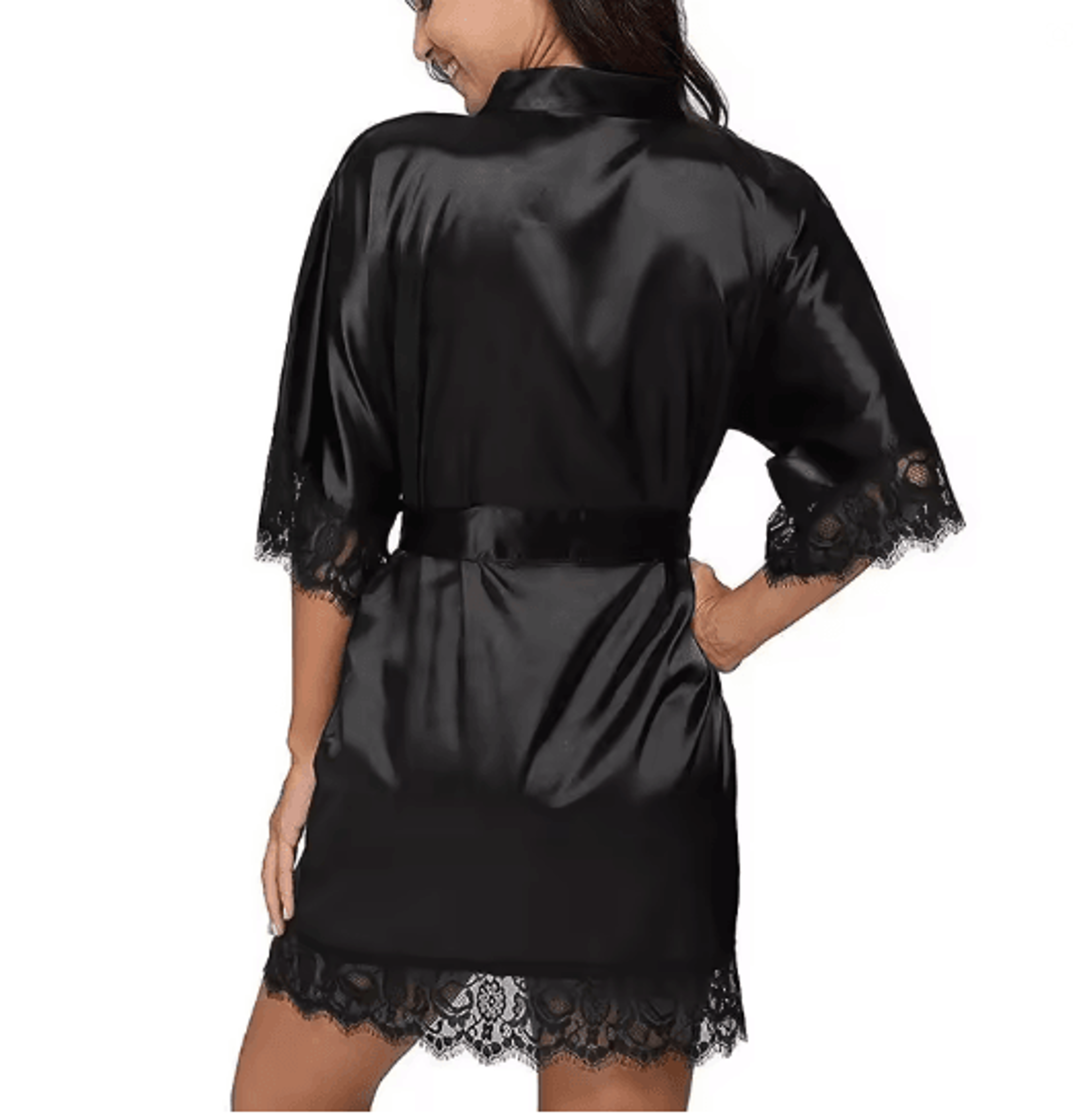 Sheer Lace Silk Nightgown And Robe Set For Women 0