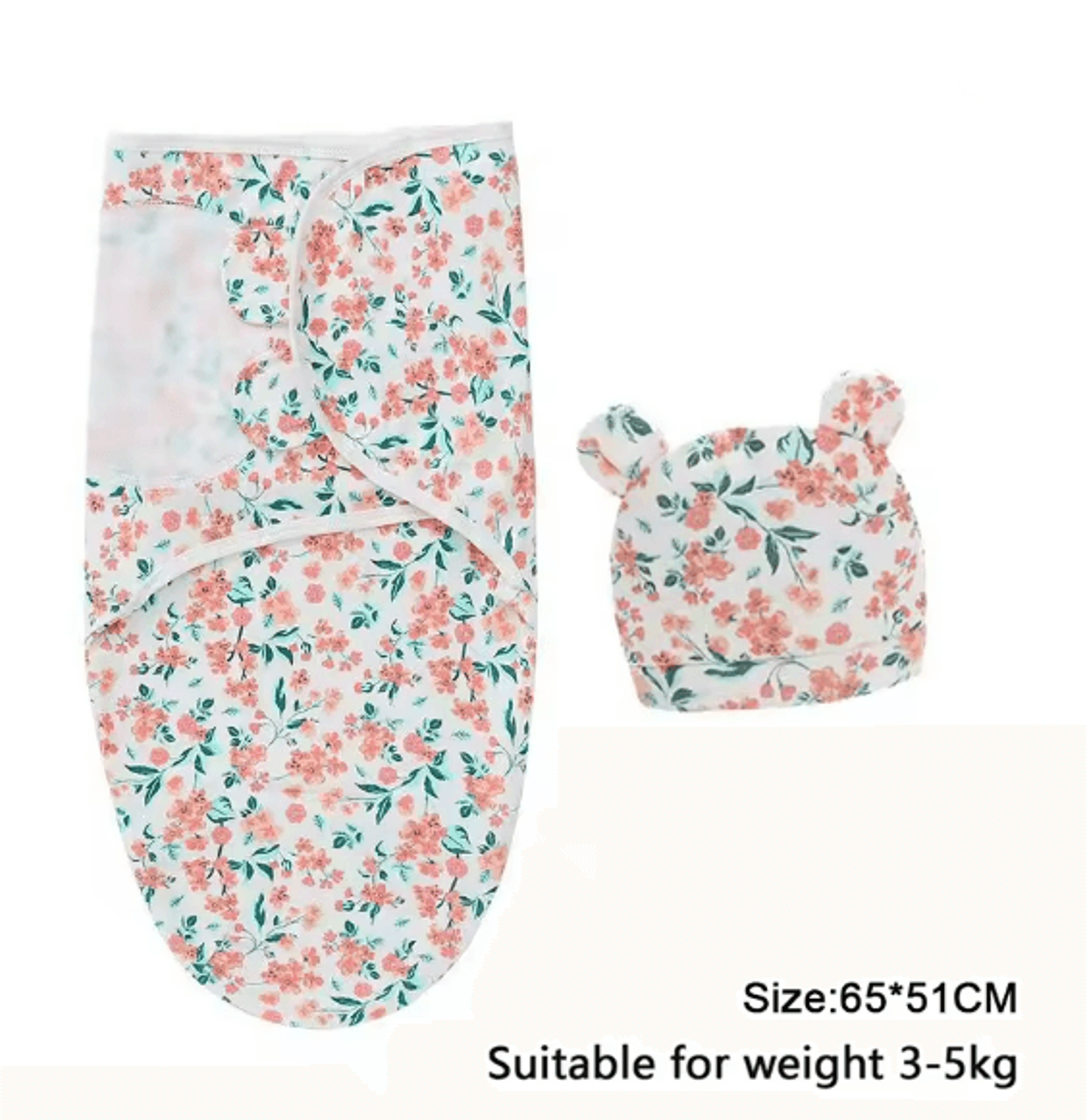 Baby Swaddle Blanket And Hat Set Soft Cotton Newborn Wrap For 0 To 6 Months 2