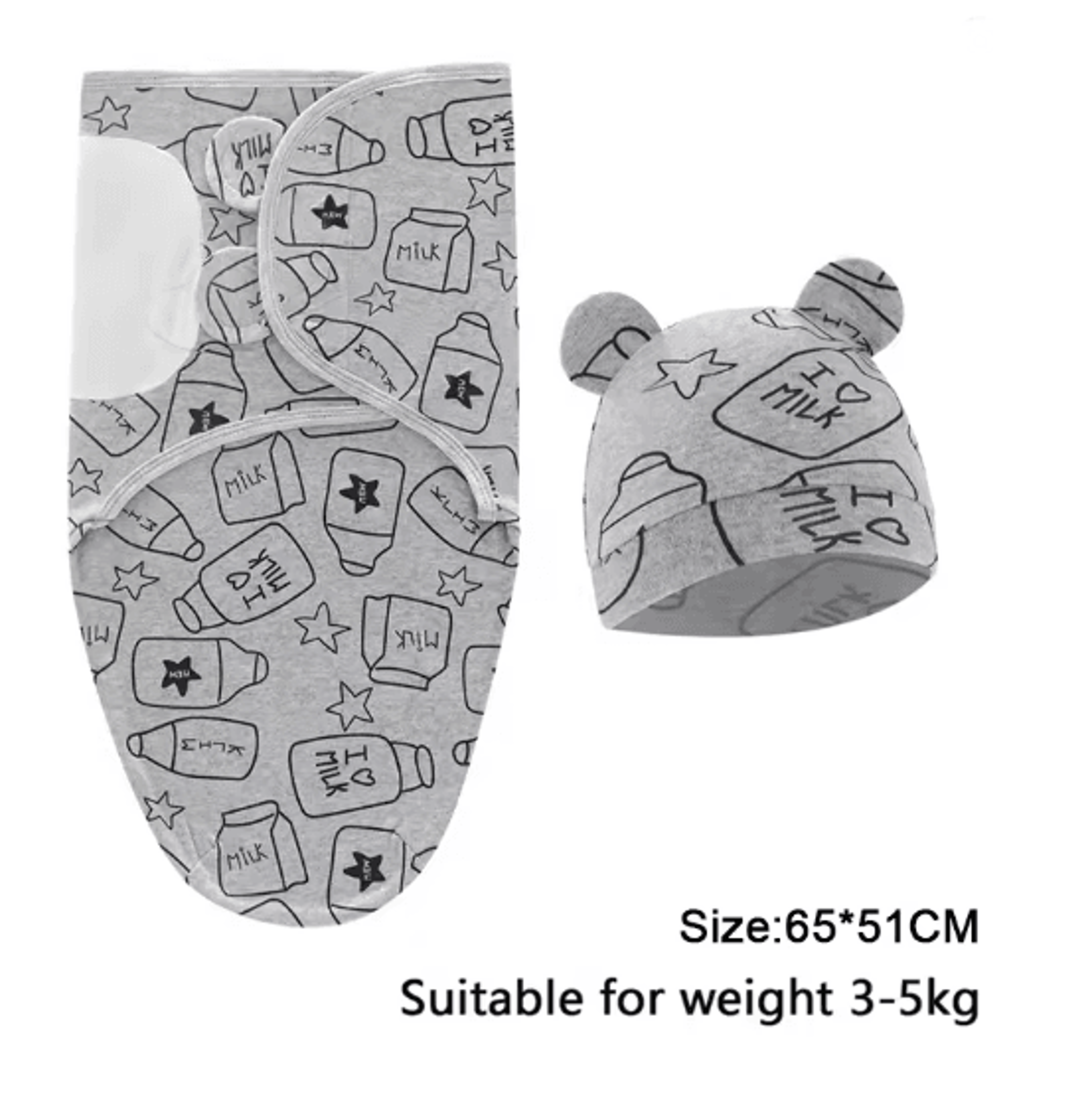 Baby Swaddle Blanket And Hat Set Soft Cotton Newborn Wrap For 0 To 6 Months 5
