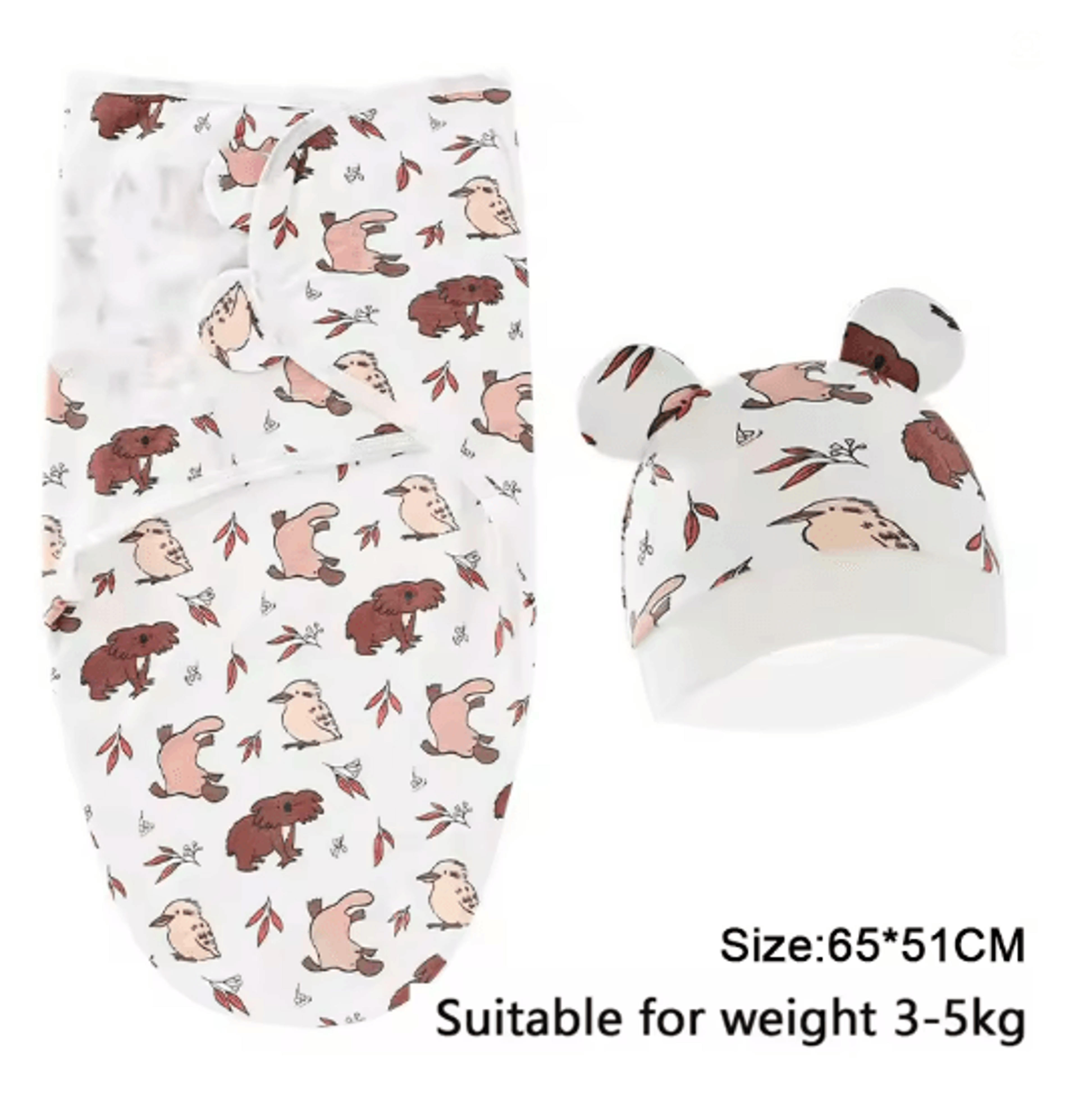 Baby Swaddle Blanket And Hat Set Soft Cotton Newborn Wrap For 0 To 6 Months 7