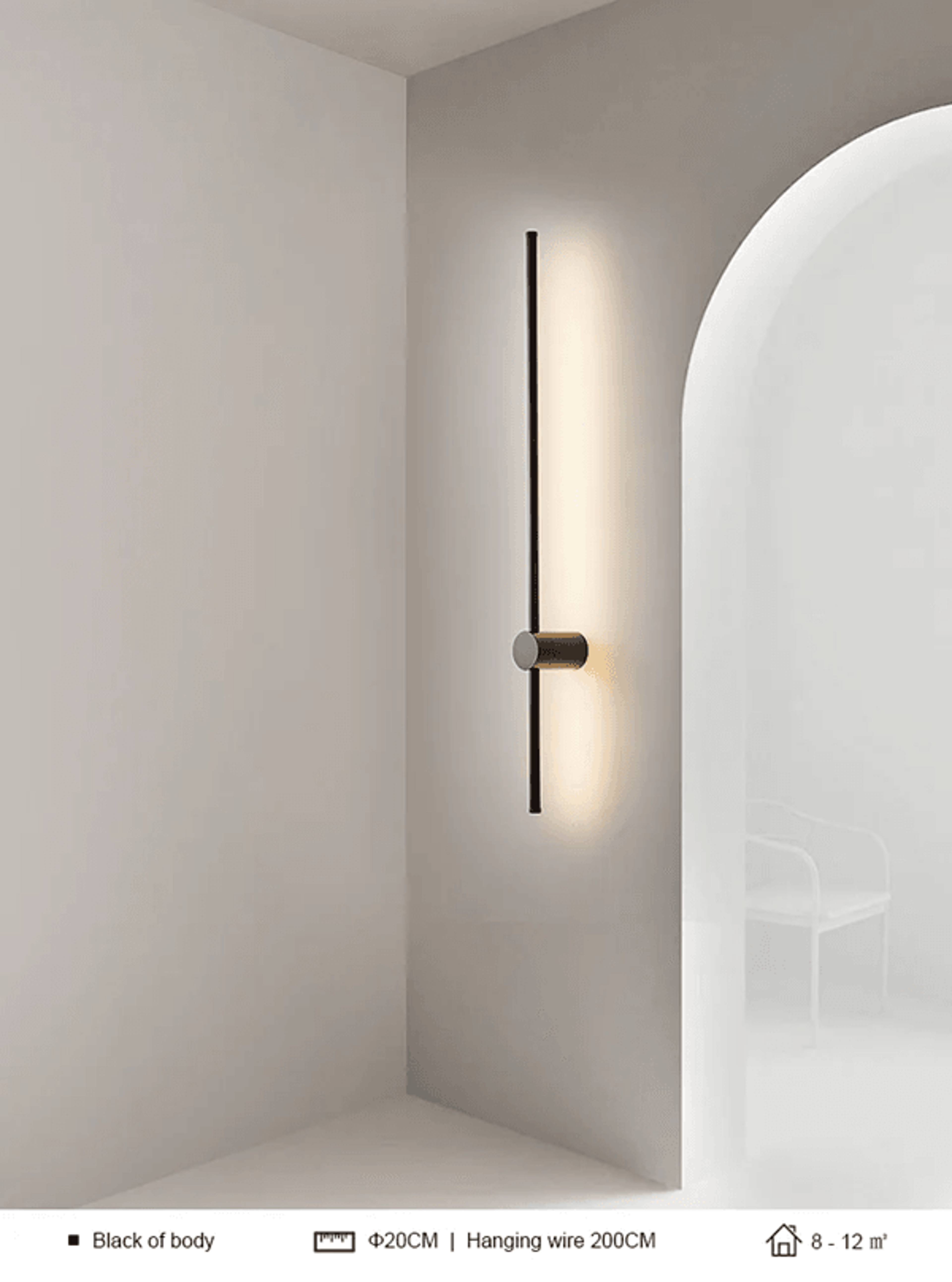 Modern LED Long Wall Light Minimalist Black Bedside Sconce 0