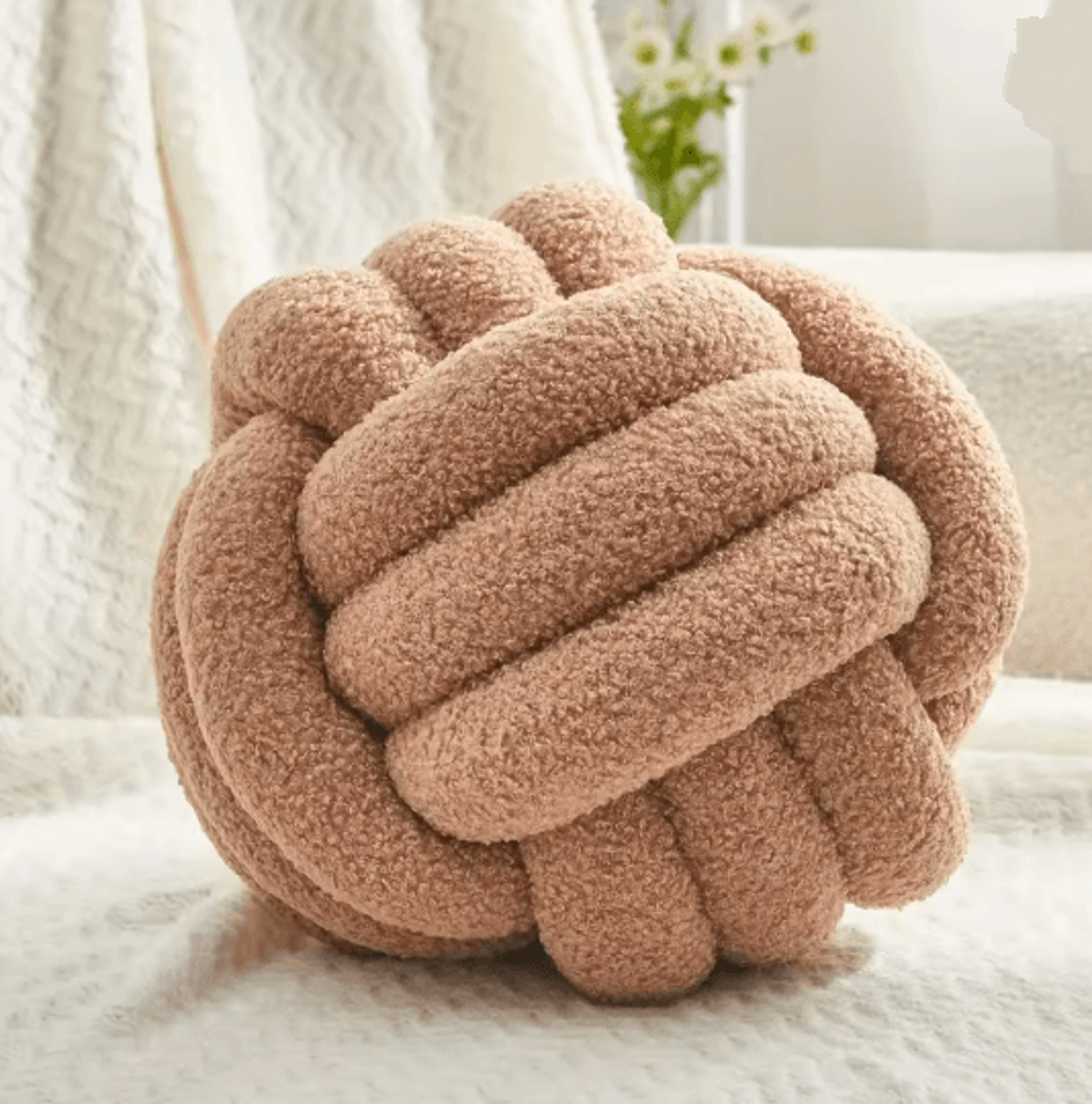 Round Knot Throw Pillow Soft Knotted Ball Cushion For Sofa And Bed 4