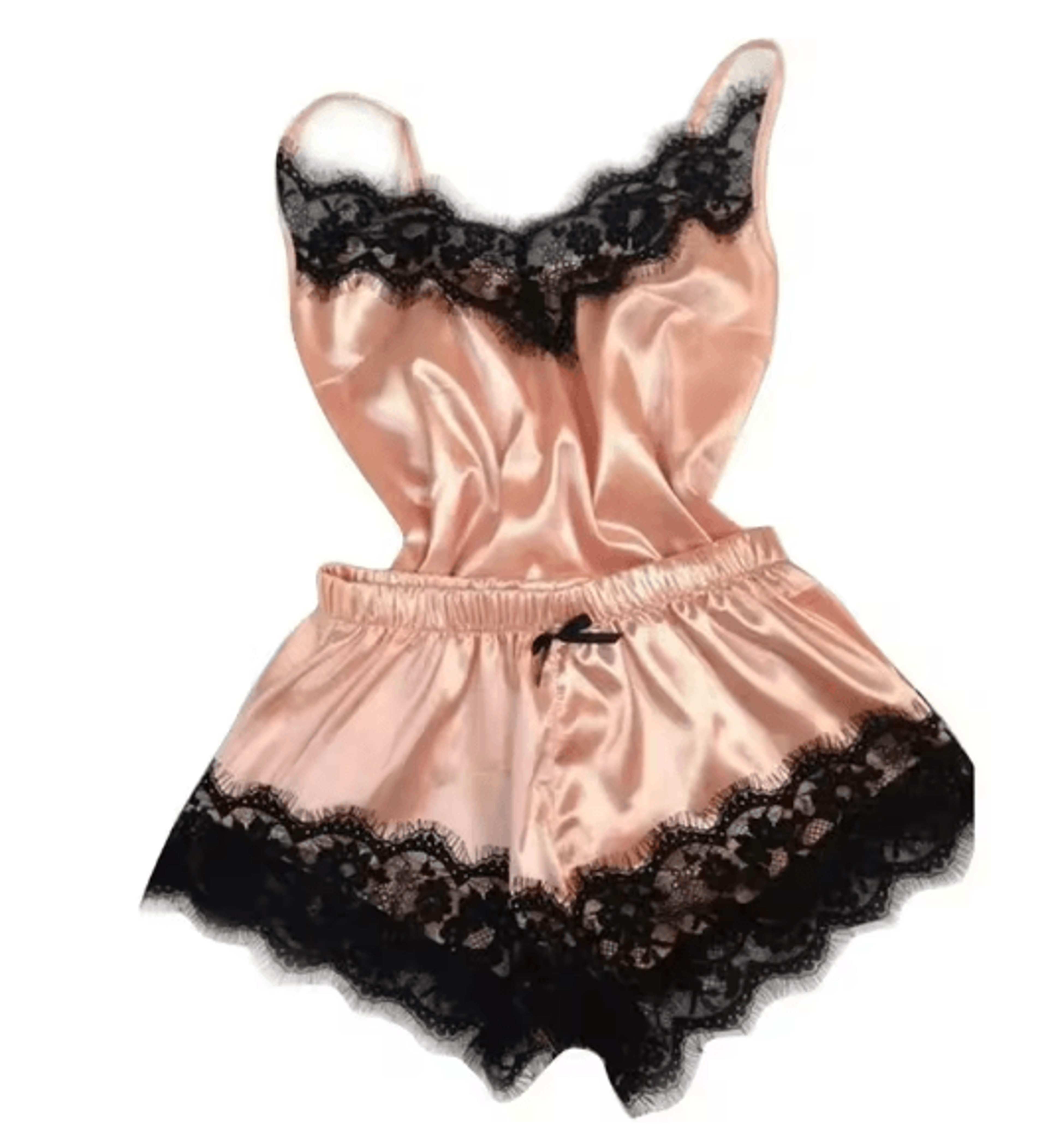 Summer Lace Silk Pajama Set Womens Cami Top And Shorts Sleepwear 2
