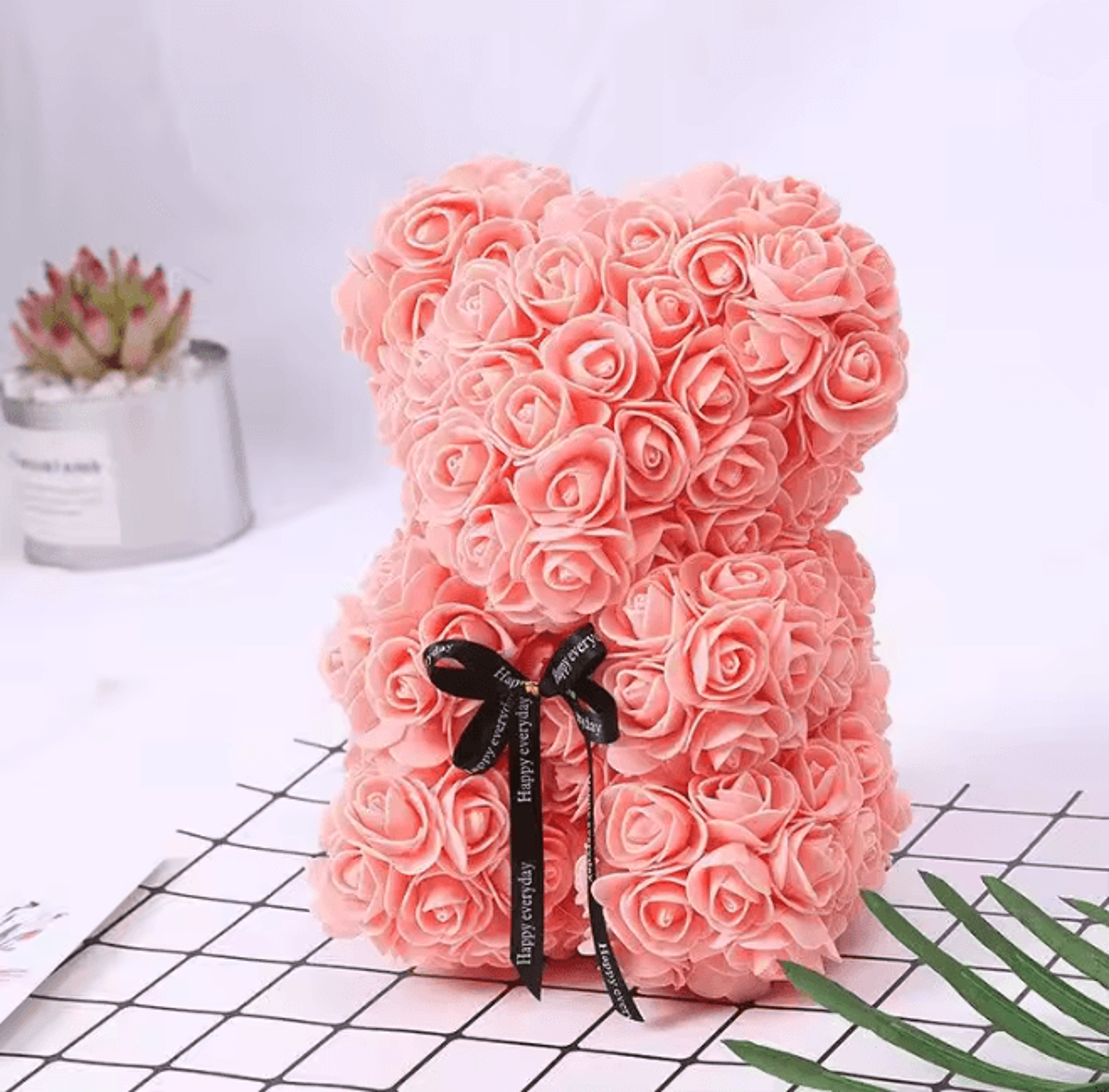 25cm Rose Teddy Bear Gift In Luxury Box Romantic Artificial Flower Bear For Her 8