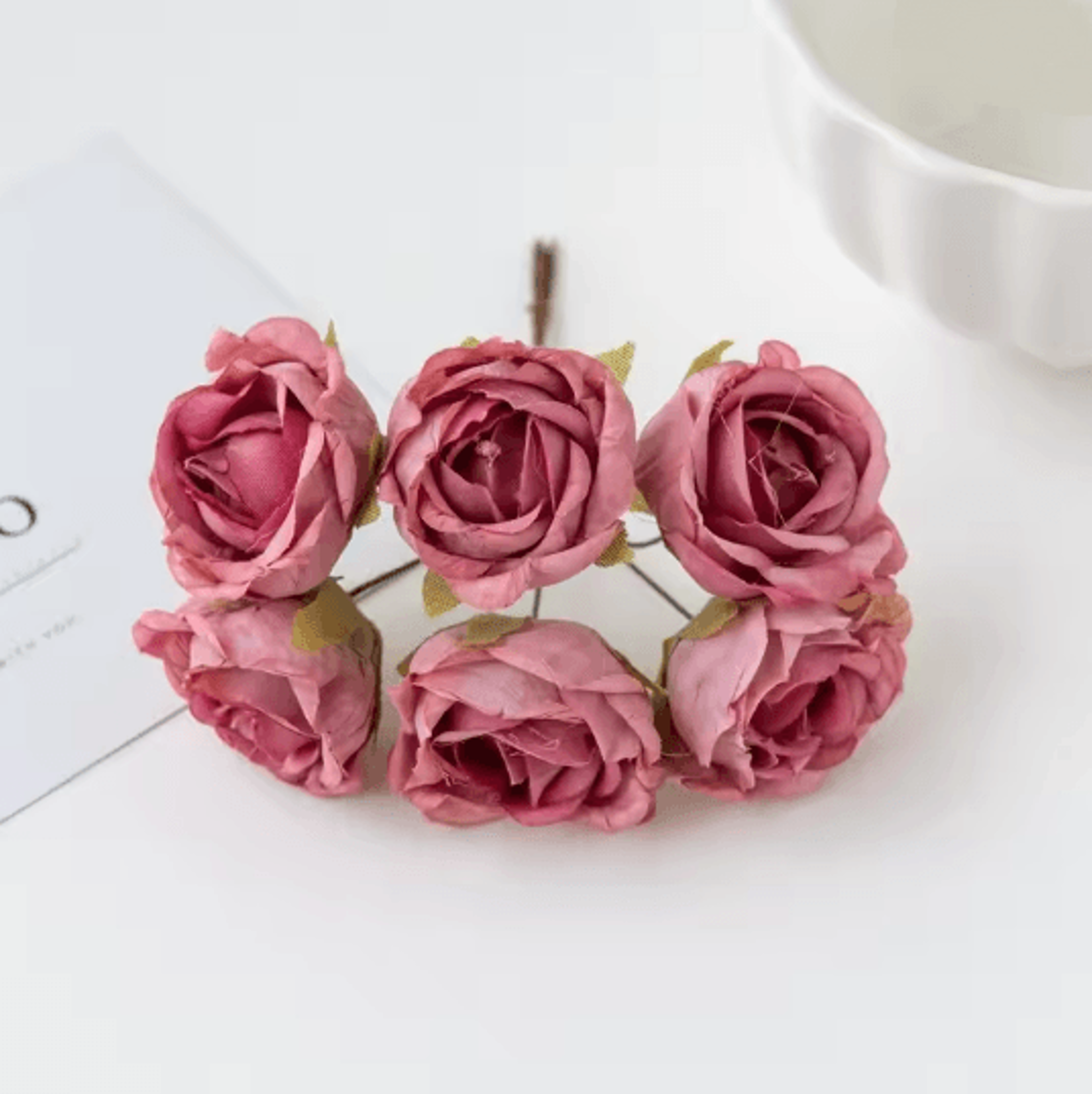 Silk Tea Rose Artificial Flower Stem For Wedding And Home Decor 9