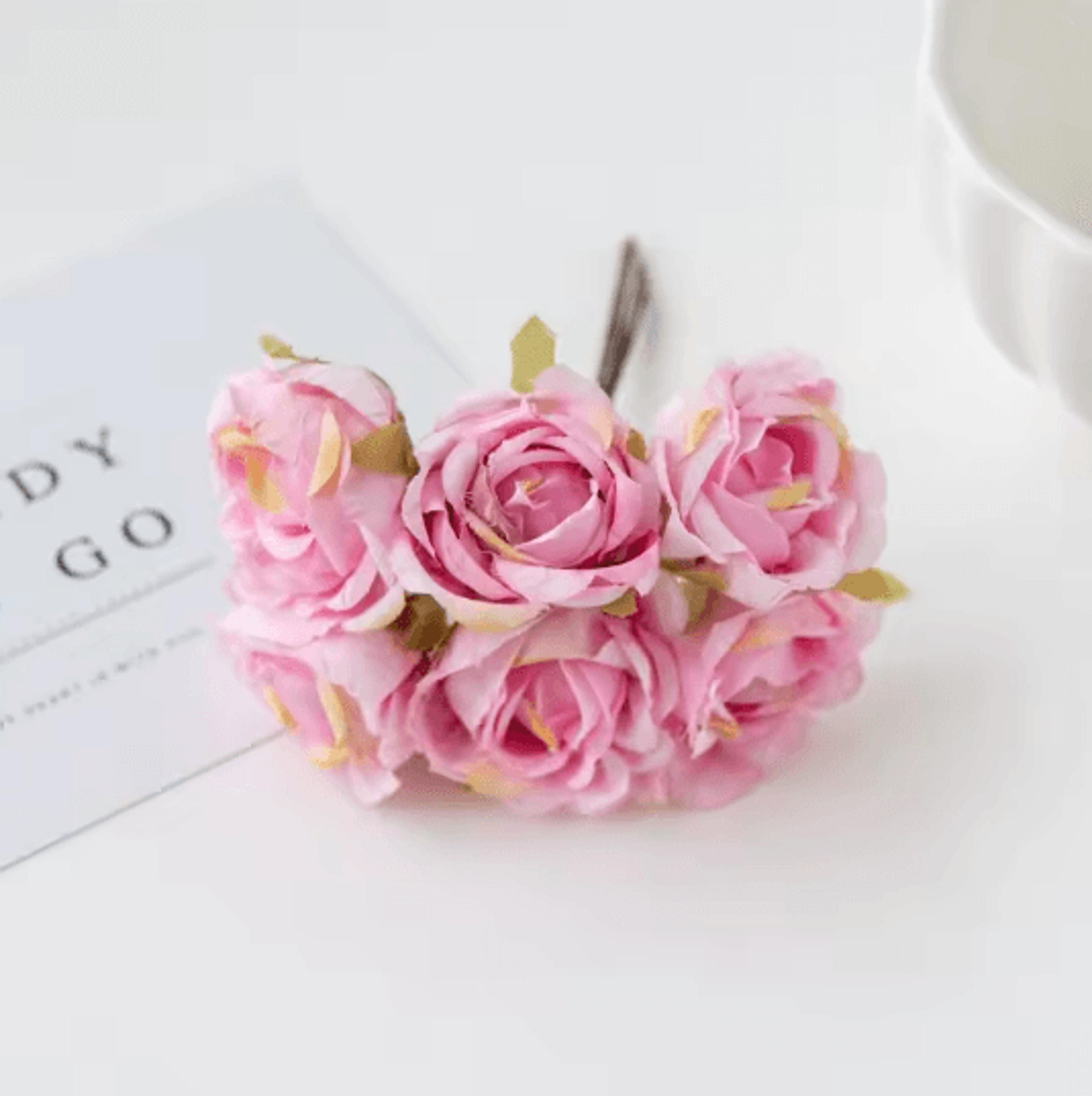 Silk Tea Rose Artificial Flower Stem For Wedding And Home Decor 6