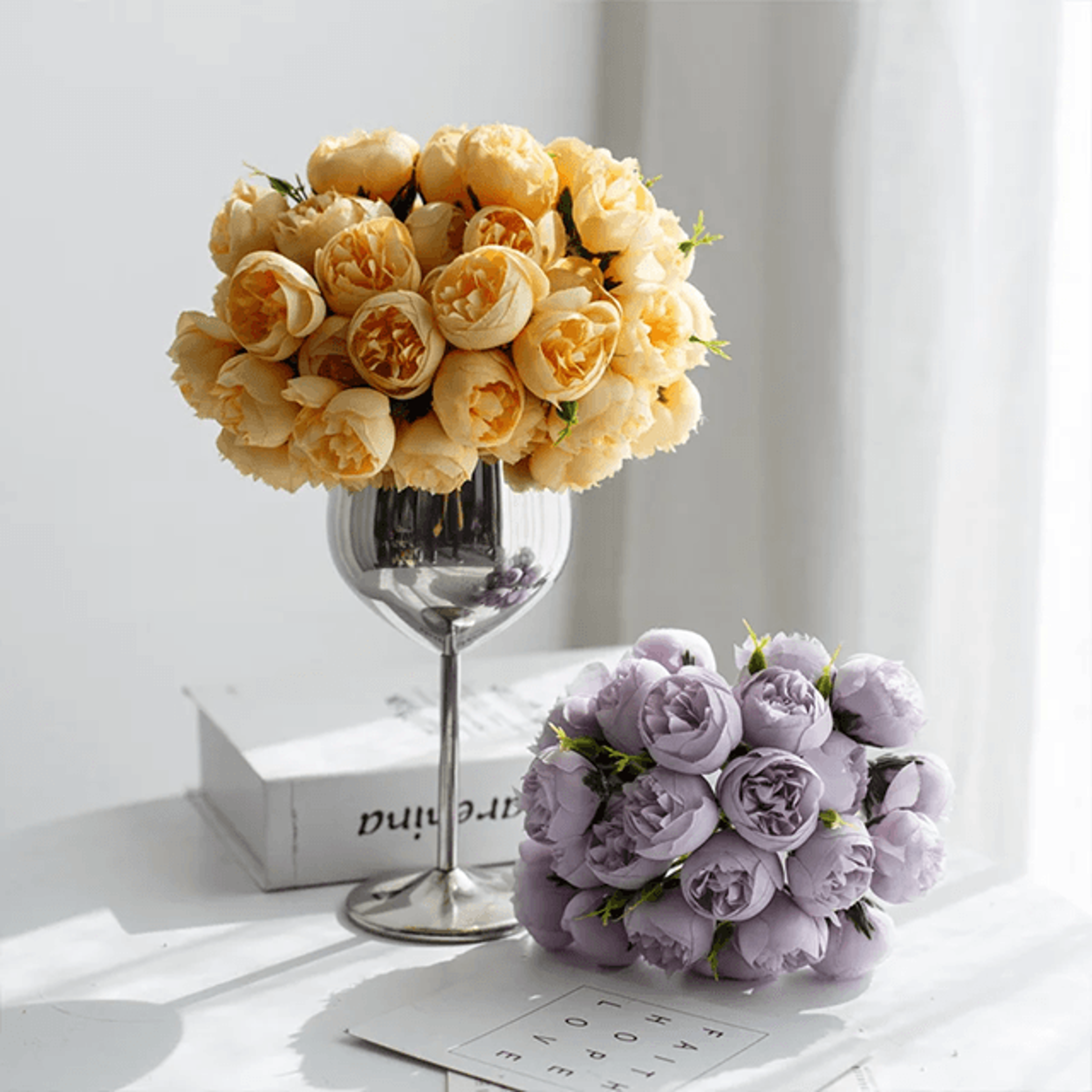 Rose Pink Peony Silk Bouquet 27 Head Artificial Flowers For Home And Wedding Decor 1
