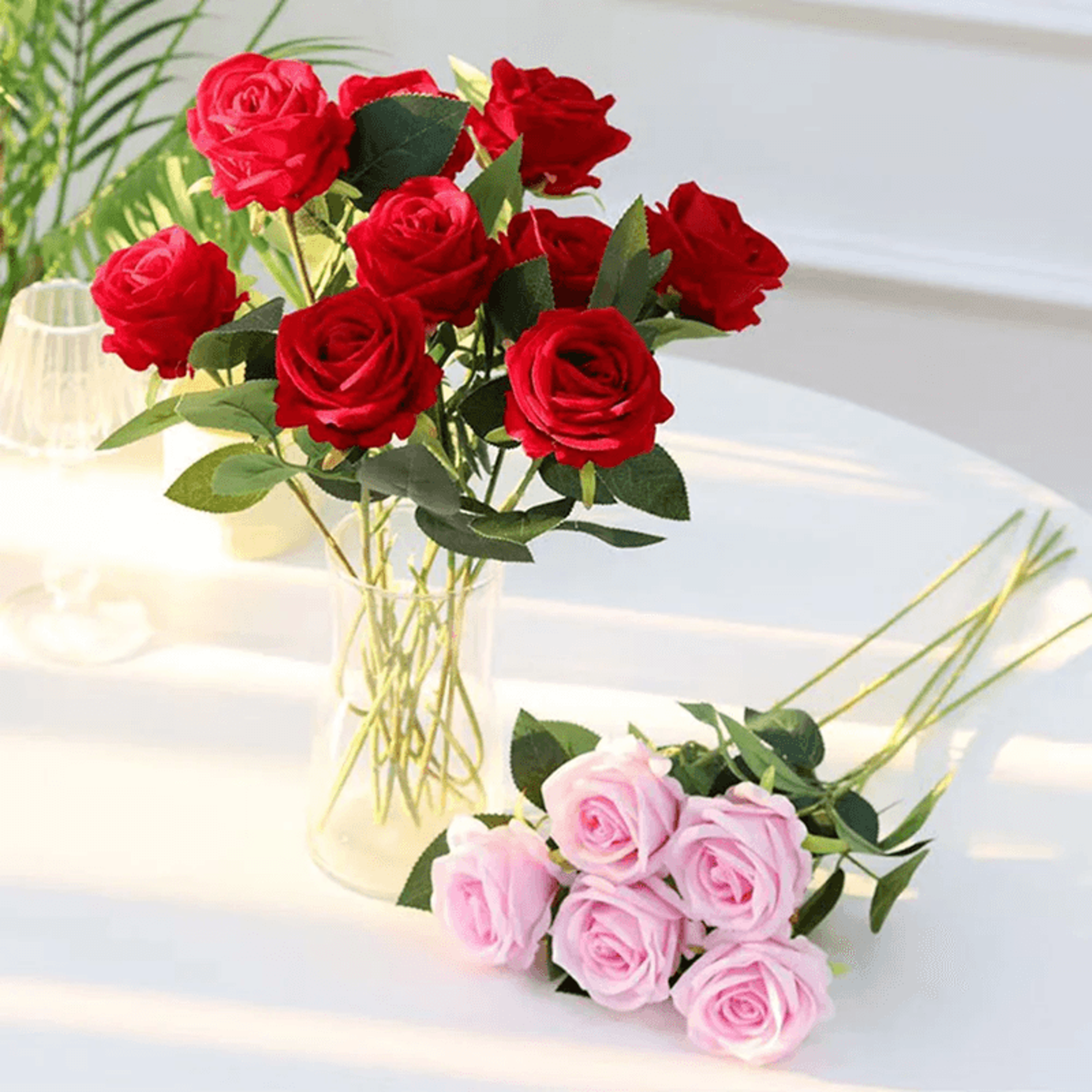 Realistic Artificial Red Rose Stems For Wedding And Home Decor 1