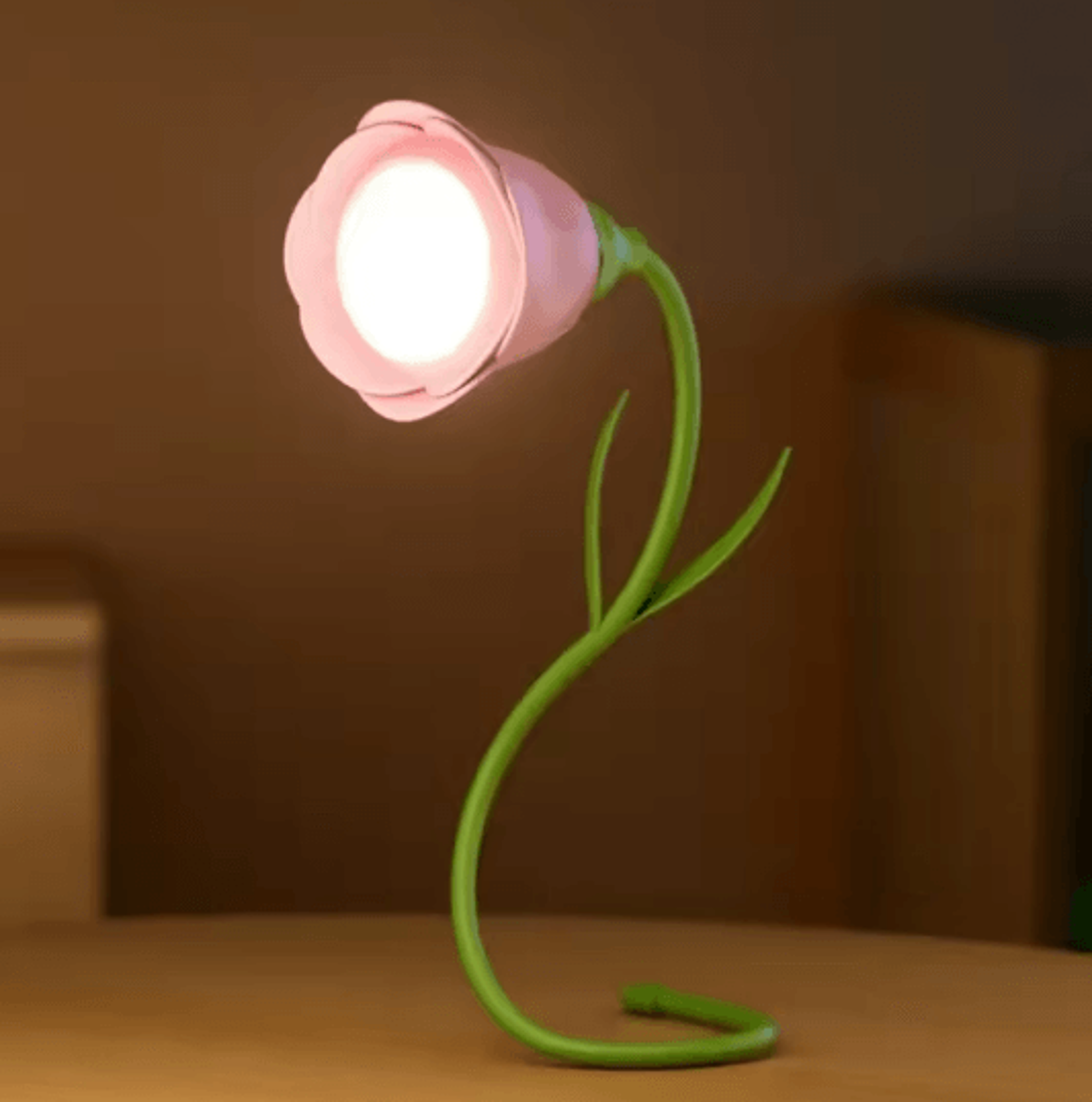Rechargeable Rose LED Desk Lamp With Dimmable Bendable Flower Light 2