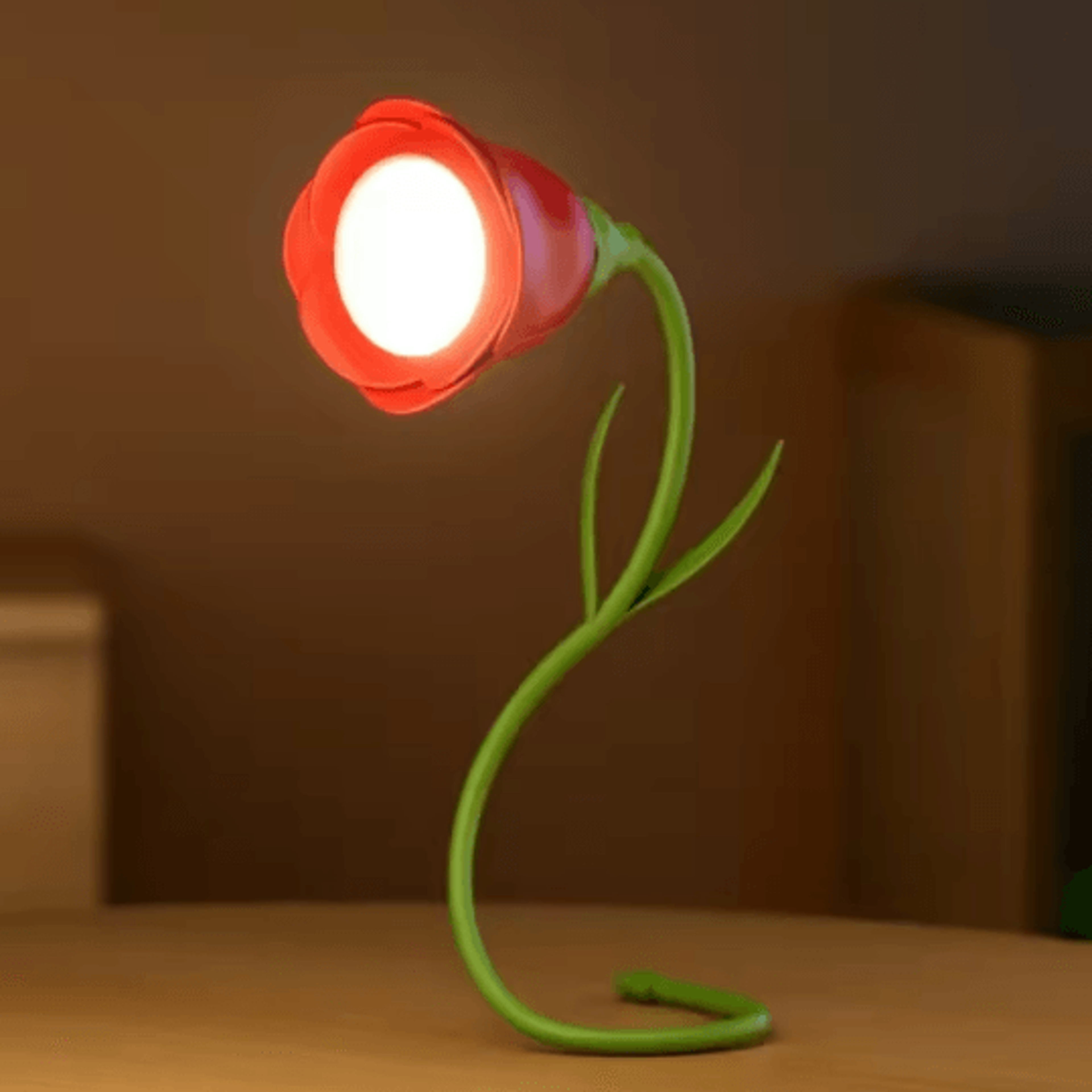 Rechargeable Rose LED Desk Lamp With Dimmable Bendable Flower Light 3