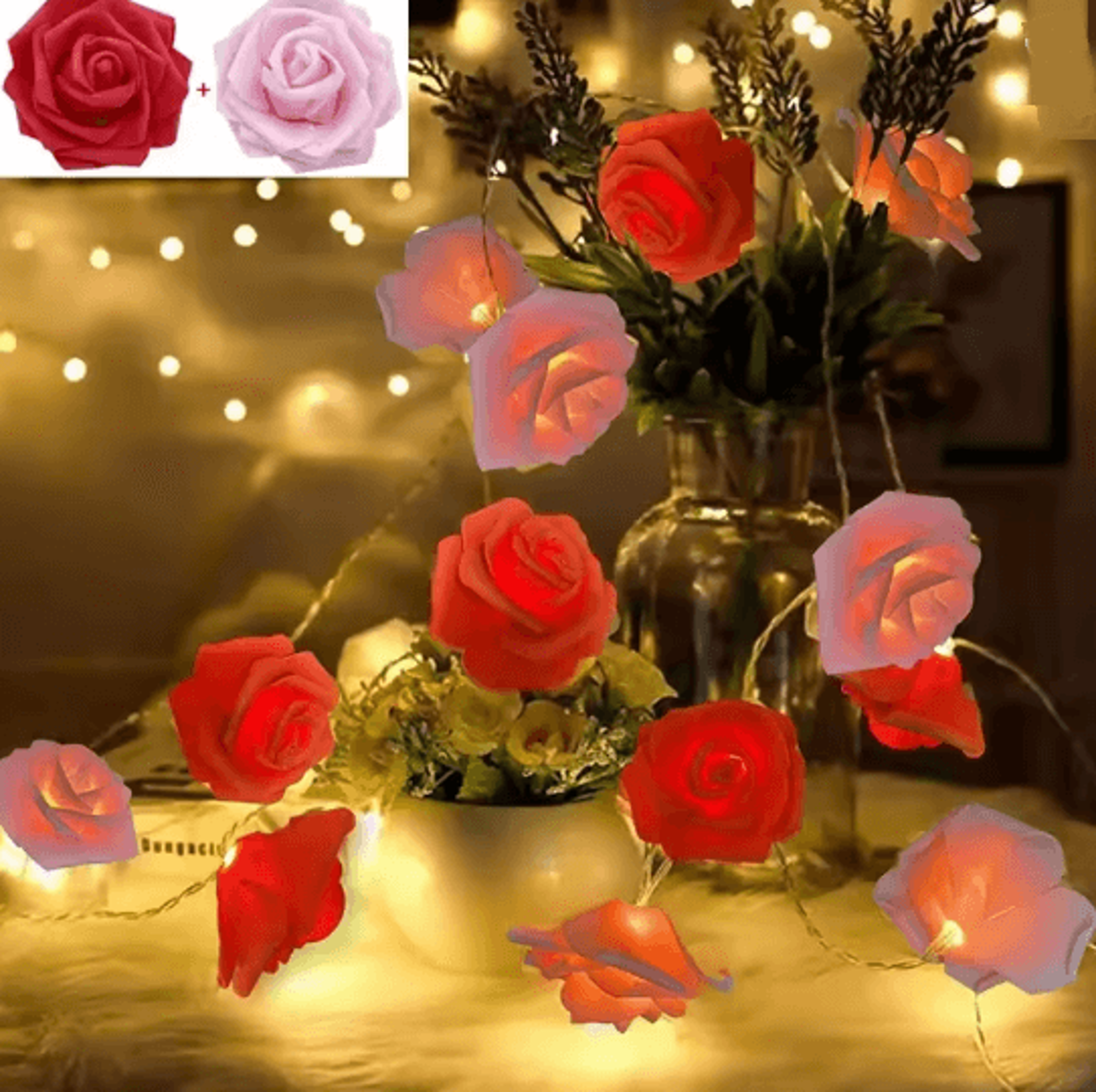 3M LED Rose Fairy Lights For Bedroom Wedding And Garden Decor 5
