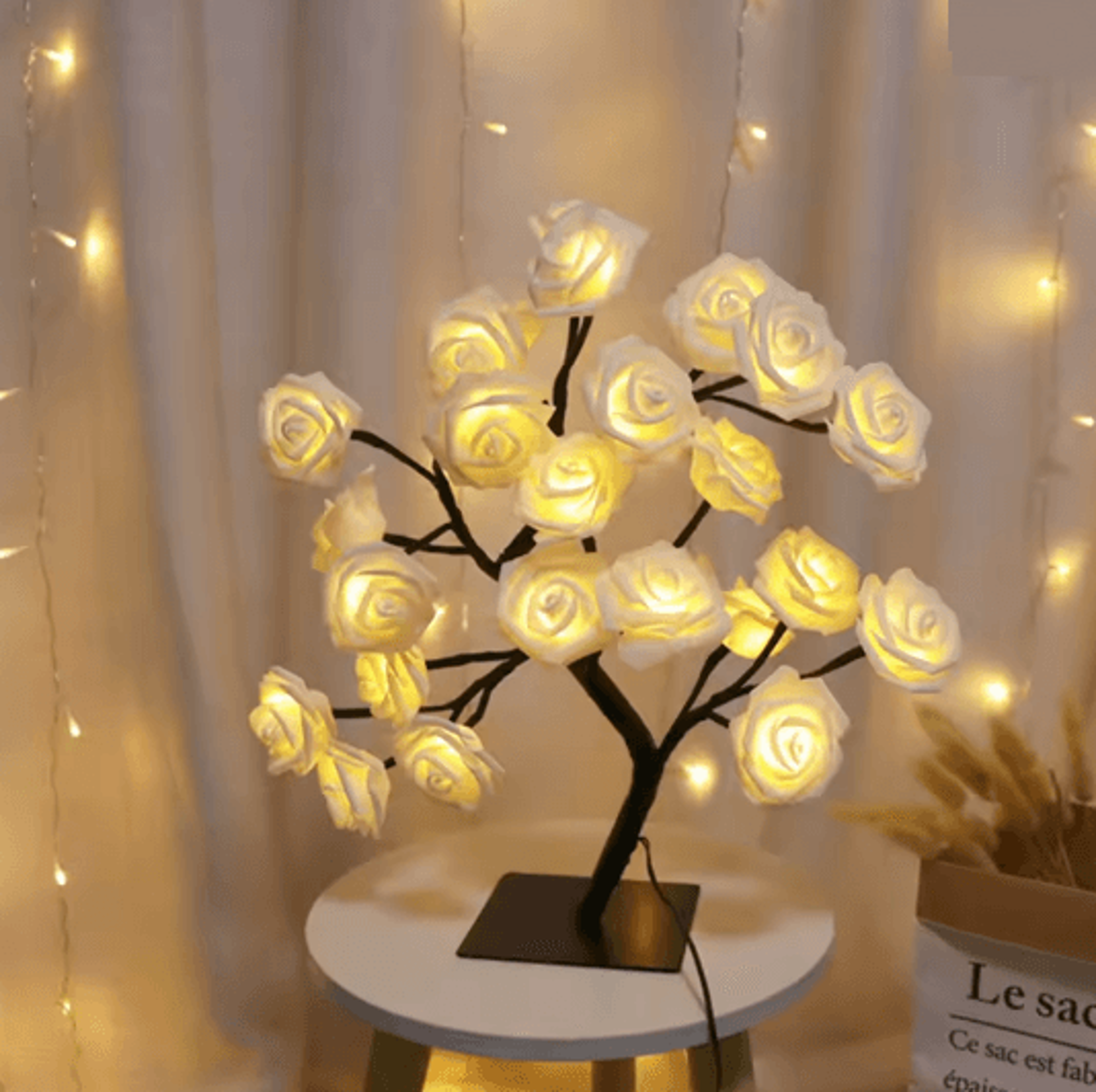 USB LED Rose Flower Table Lamp Romantic Fairy Night Light 6