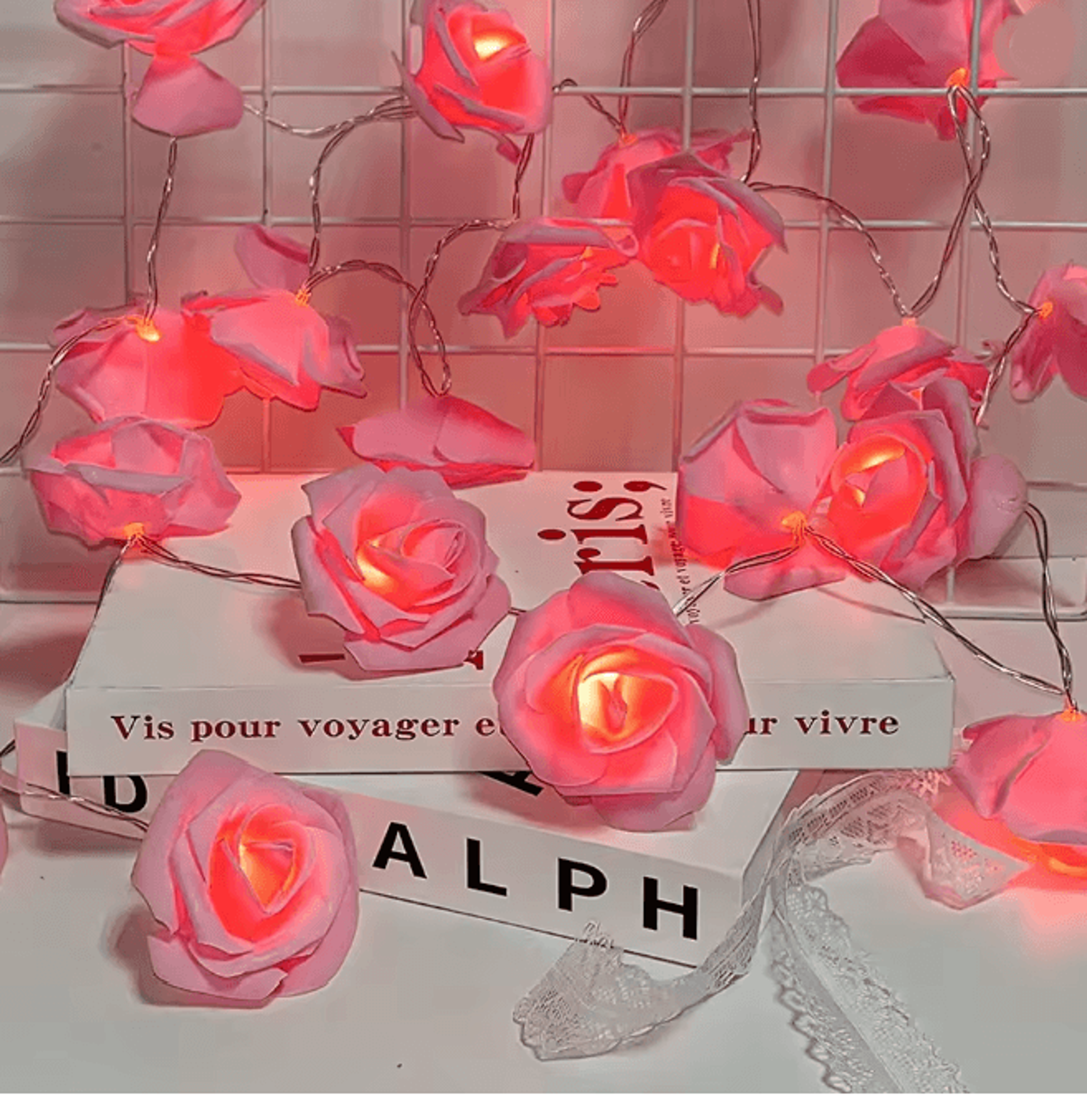 3M LED Rose String Lights Battery Operated Flower Garland Decor 4