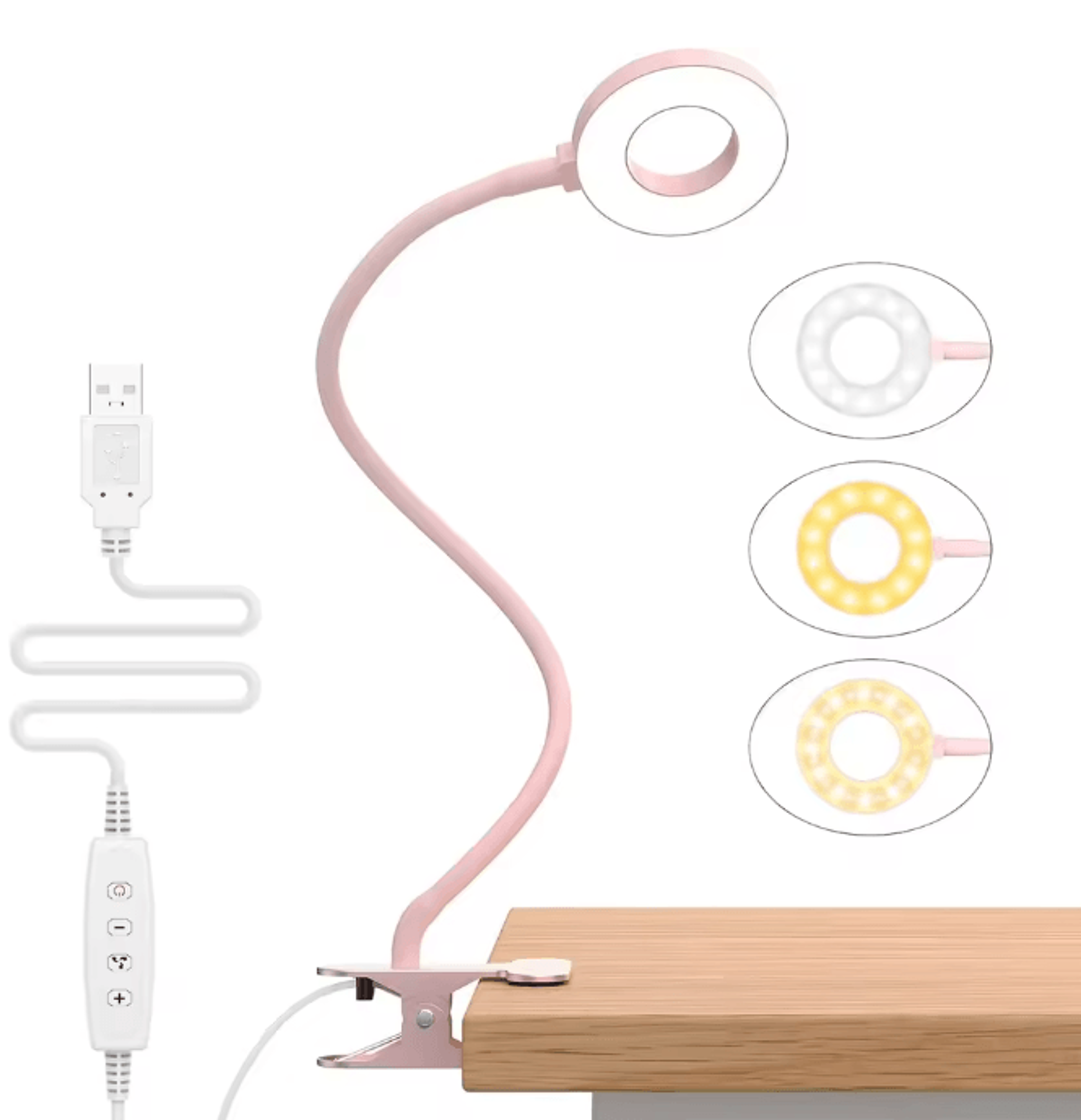 USB LED Clip On Desk Lamp Flexible Book Reading Light 0