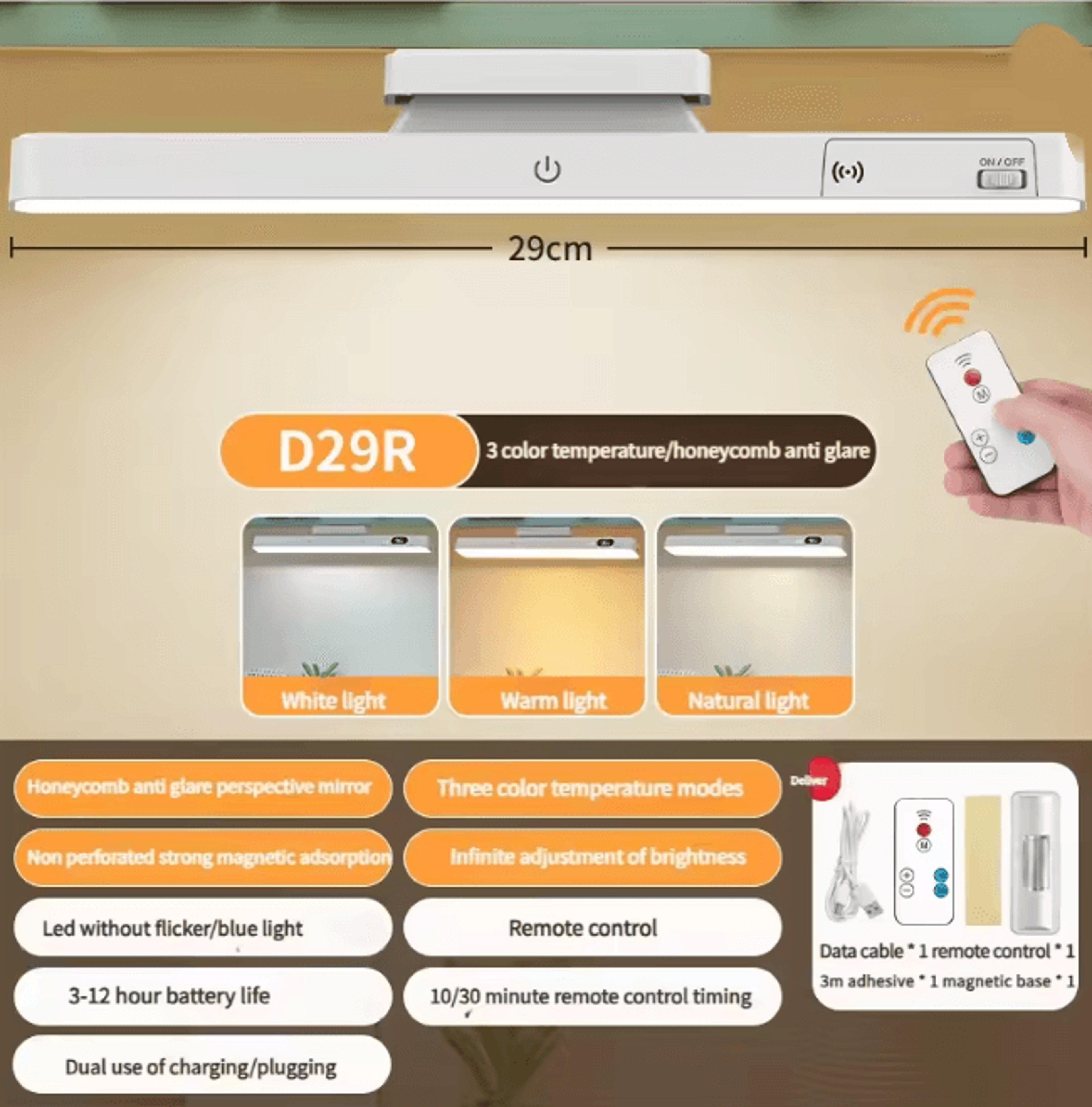 Magnetic Touch Table Lamp Rechargeable LED Desk Night Light 5
