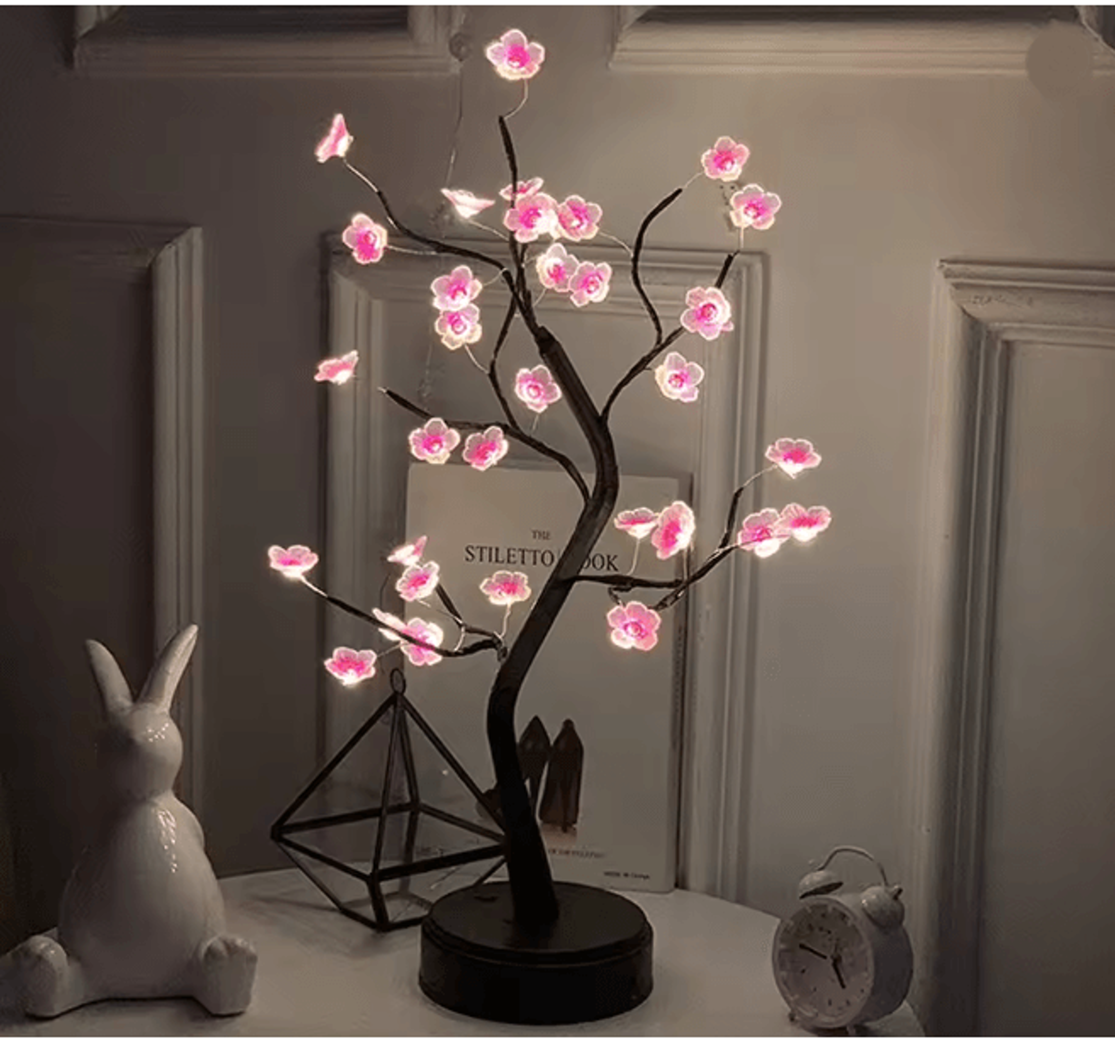Cherry Blossom Bonsai LED Tree Night Light USB Touch Table Lamp 4
